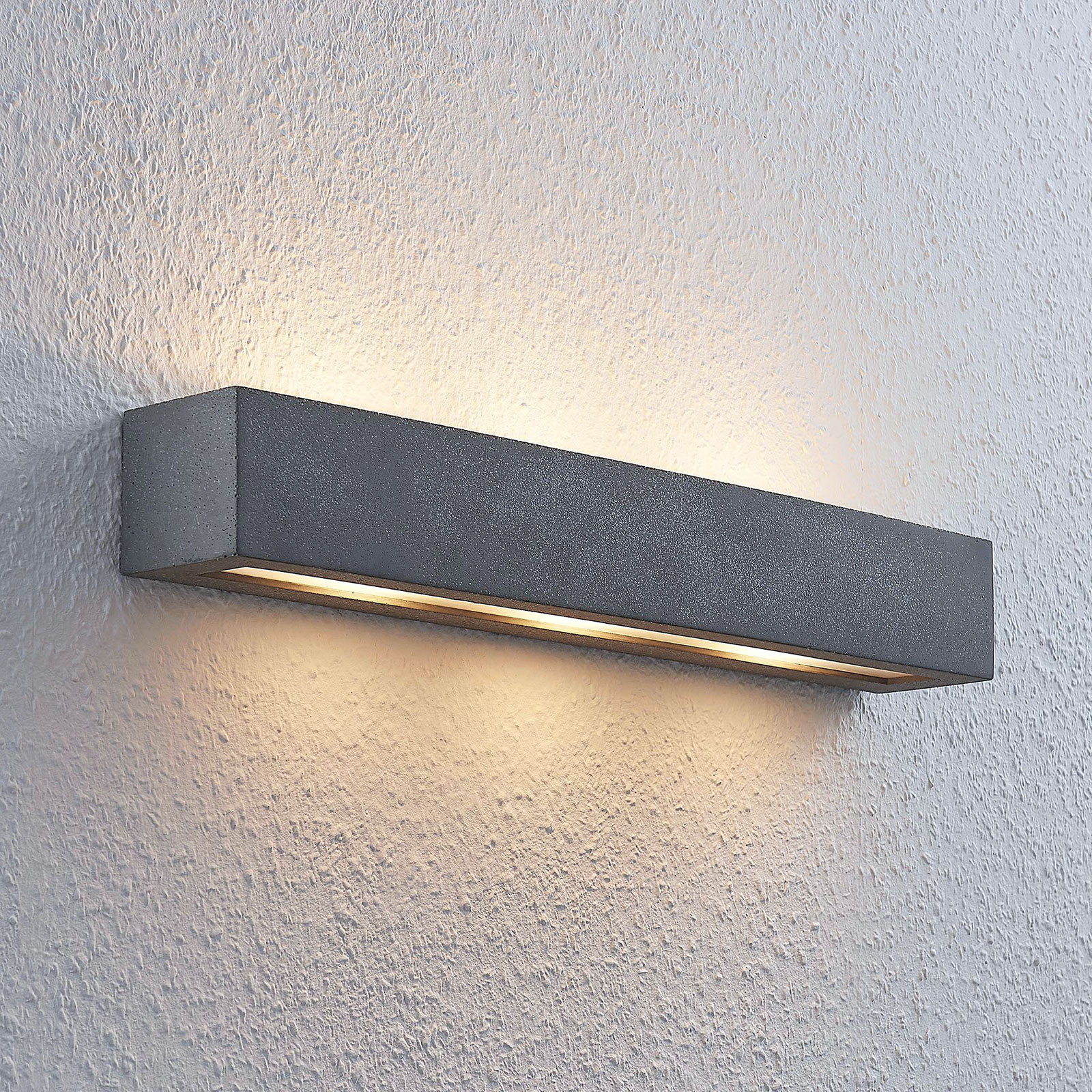 Lindby Nellie LED concrete wall lamp, 50.8 cm wide, for Living / Dining Room, concrete, G9, 3 W, energy efficiency: A+, W: 50.8 cm, H: 7.5 cm