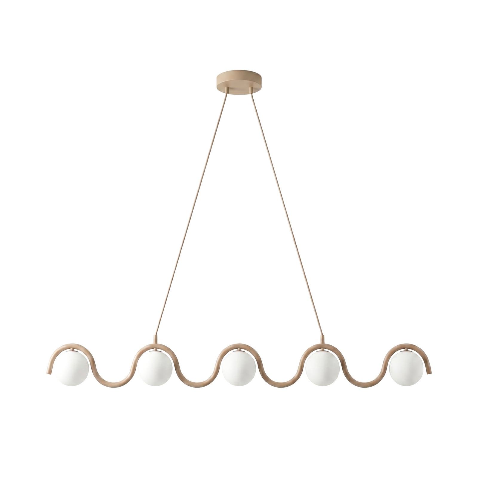 SINUS pendant light, beige, length 110 cm, 5-bulb, metal/glass SINUS pendant light, beige, length 110 cm, 5-bulb, metal/glass