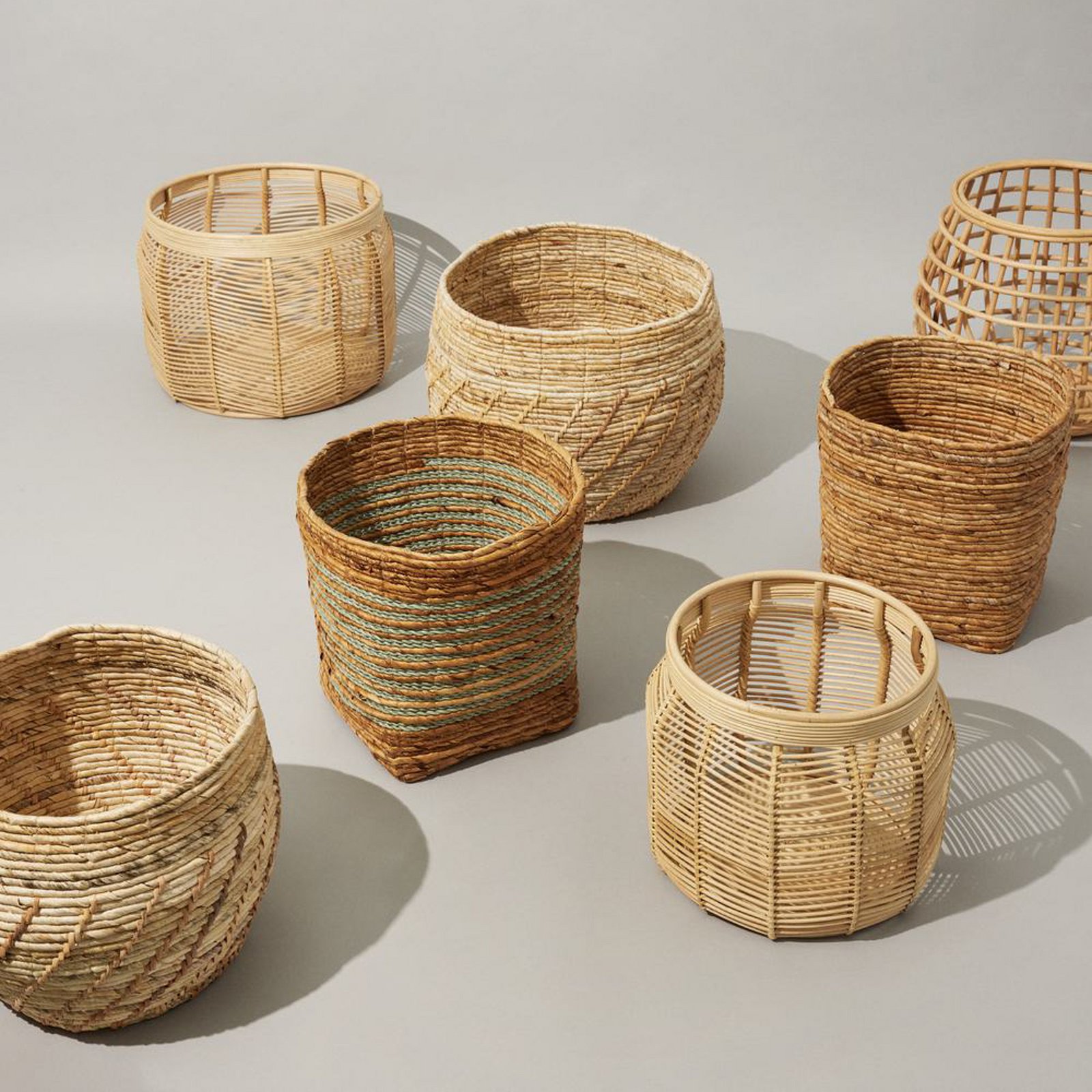 HÜBSCH Körbe Luna, 2er-Set, Rattan, naturfarben, Ø 34 & 44cm