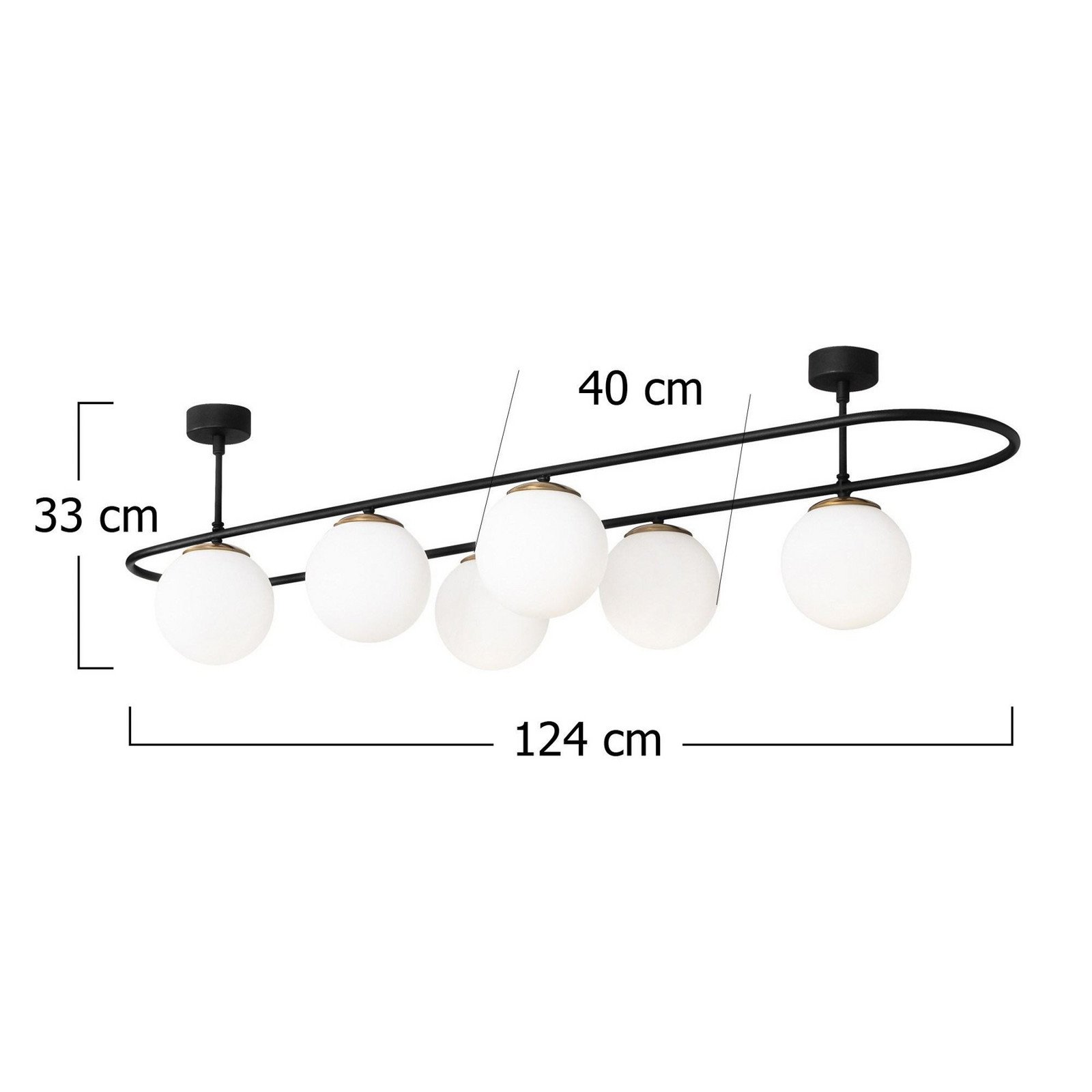 Opviq Plachetă plafonieră Abaküs 4911 negru sticlă opală 6 becuri - Camera de zi / sufragerie - Modern - negru alb opal
