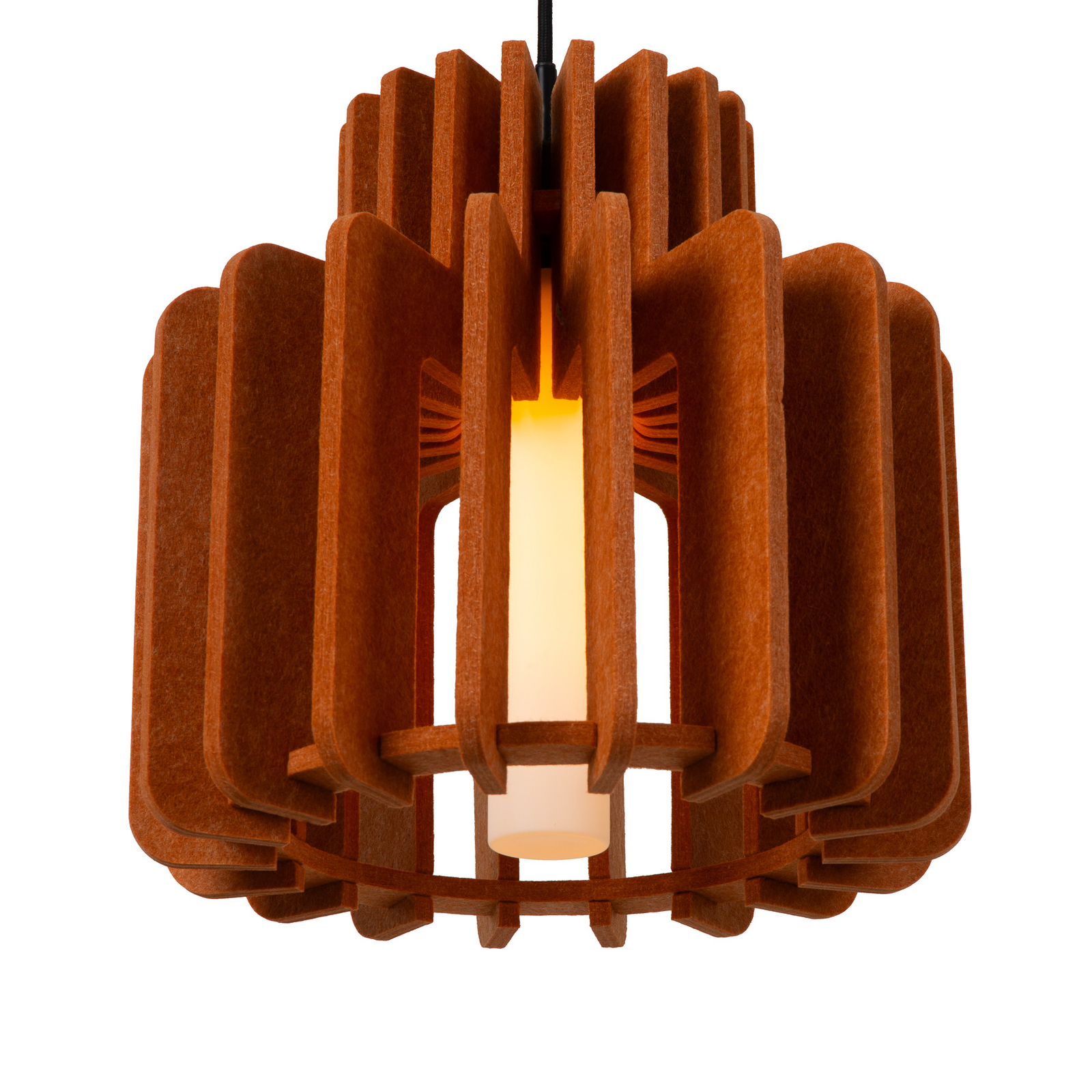 Lampă suspendată Rollo, teracotă, Ø 40 cm, țesătură/metal/sticlă