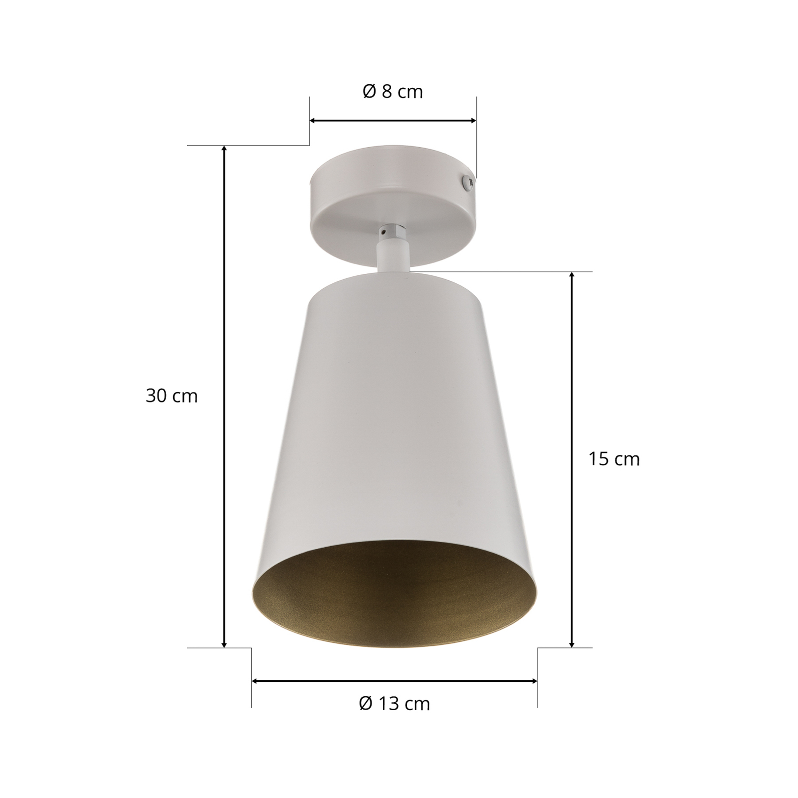 Plafondspot Prism van staal, 1-lamp, wit/goud