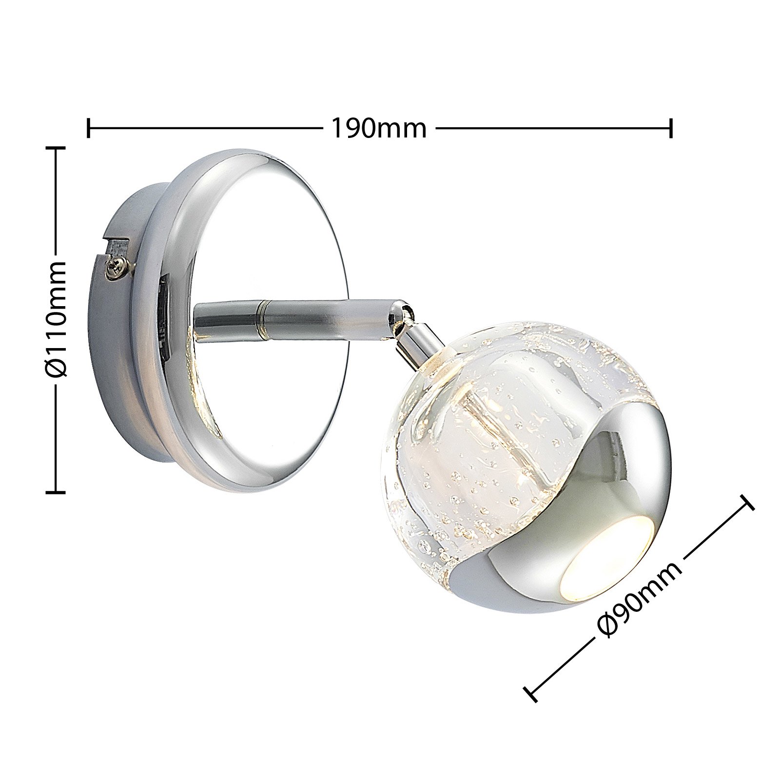 Lucande Kilio LED-spot üveg ernyővel, króm