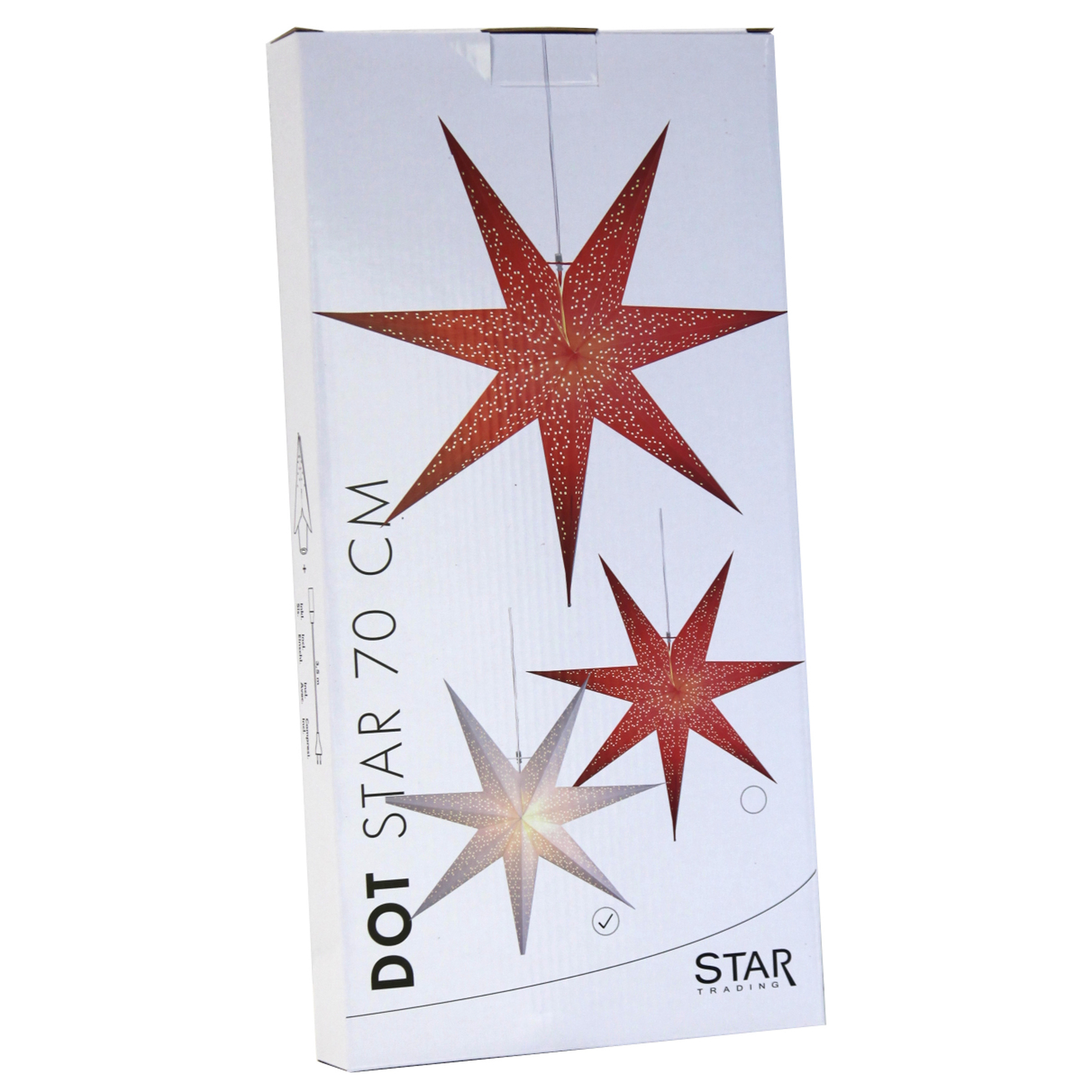 Prikkpapirstjerne med hullmønster, hvit Ø 70 cm