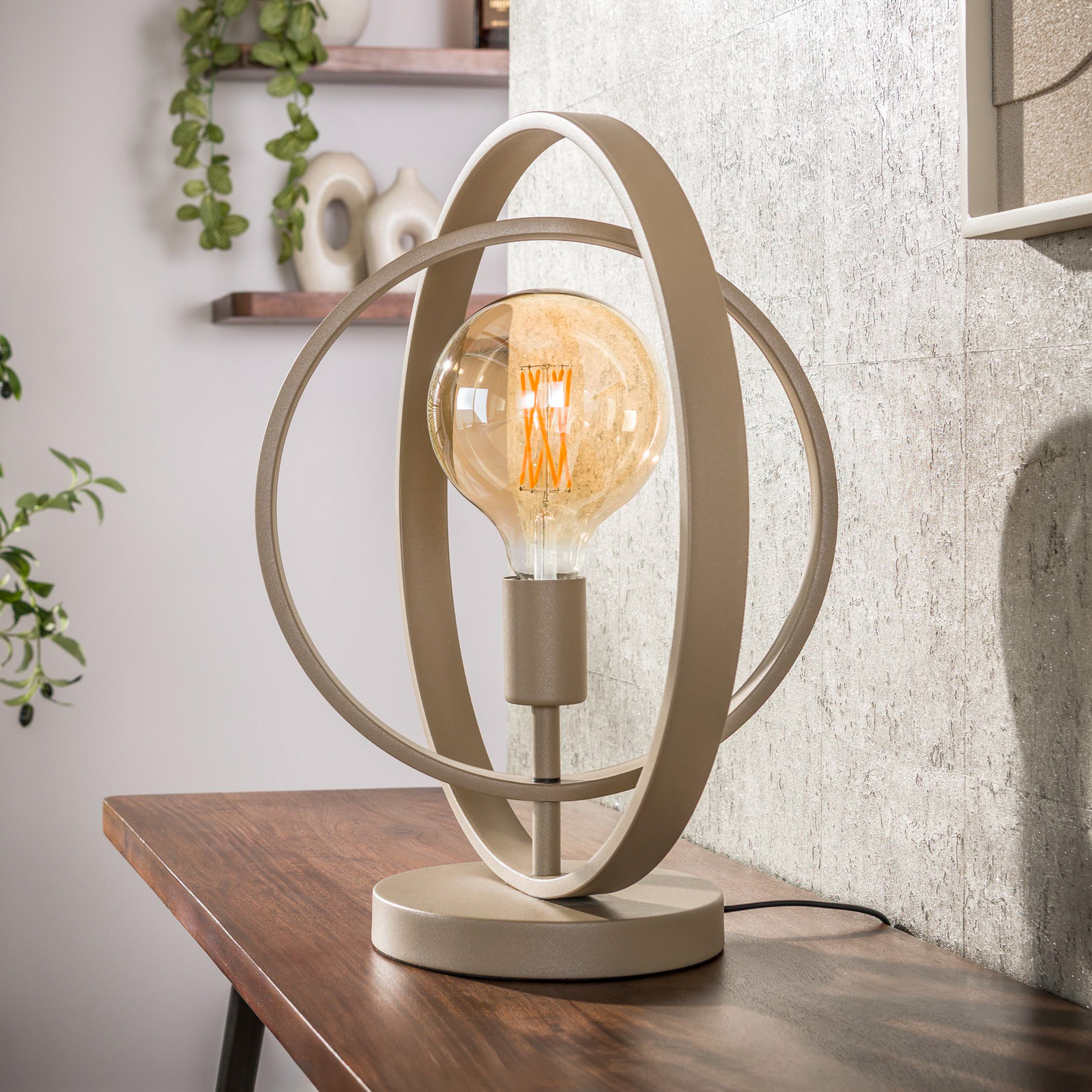 Stalinė lempa „Turn Around“, smėlio spalvos, aukštis 43 cm, metalas, E27