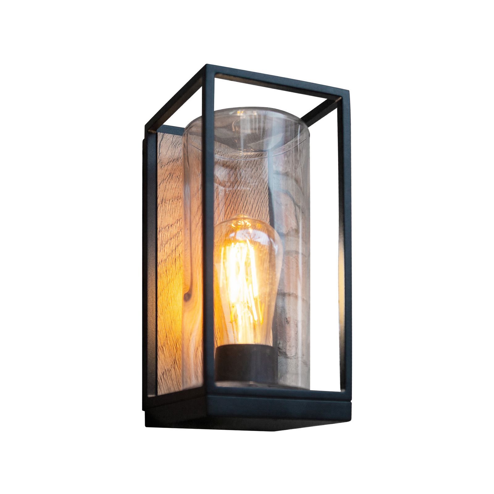 FLAIR-ulkoseinävalaisin, musta, korkeus 26 cm, metallia, IP44, E27