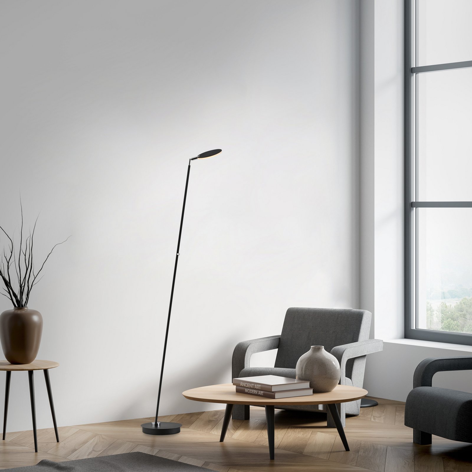 Piantana LED Paul Neuhaus Akku-Bente, nera, CCT, USB-C