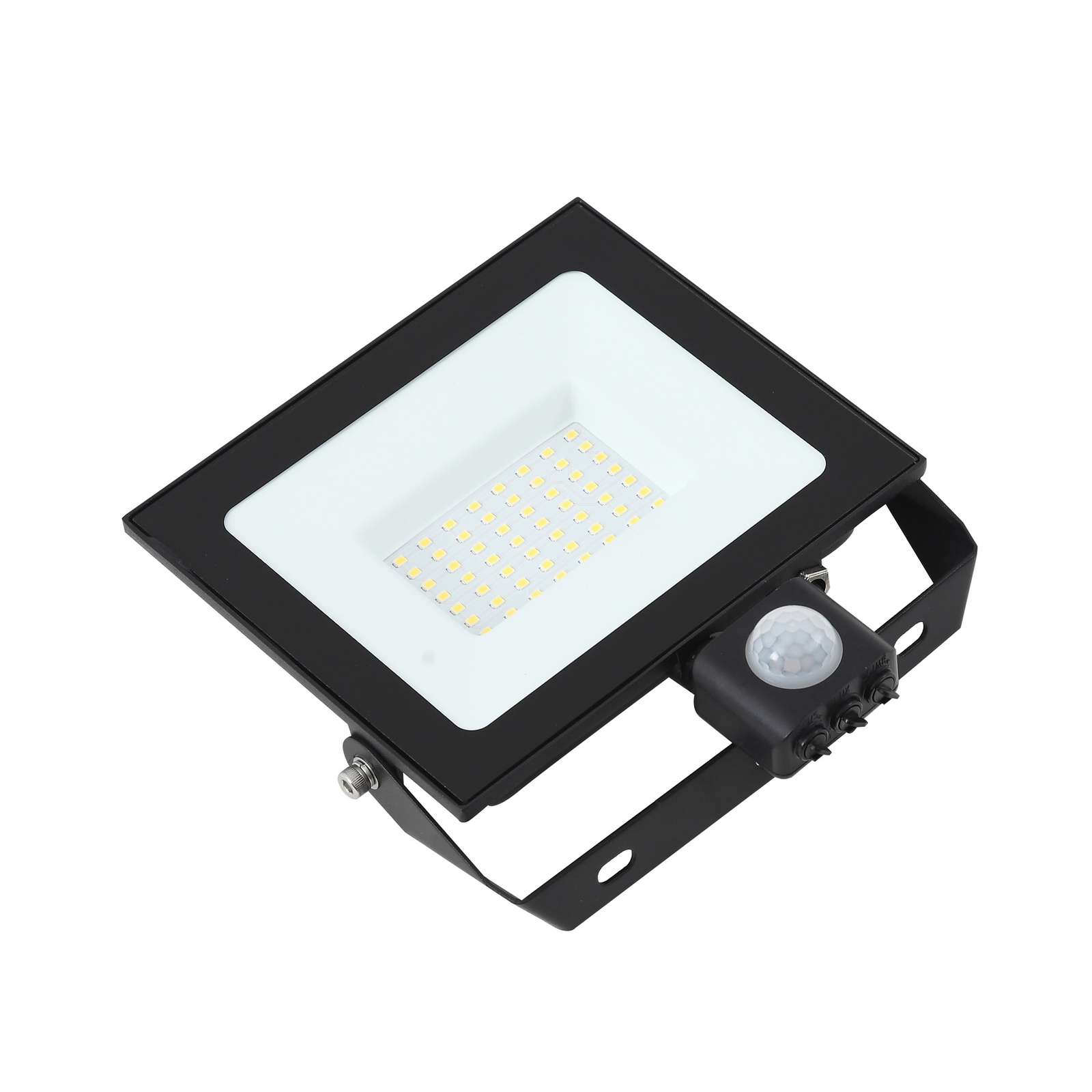 Prios LED outdoor spotlight Maikel, 50W, 4000lm, aluminium, sensor