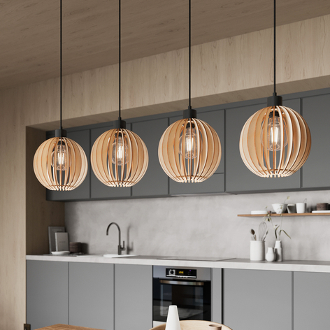 Envolight Clay hanglamp, berkenmultiplex, 4-lamps