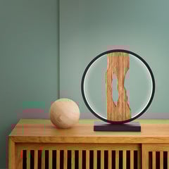 Lámpara de mesa LED Chaumont, longitud 25,8 cm, negro/madera color HELL