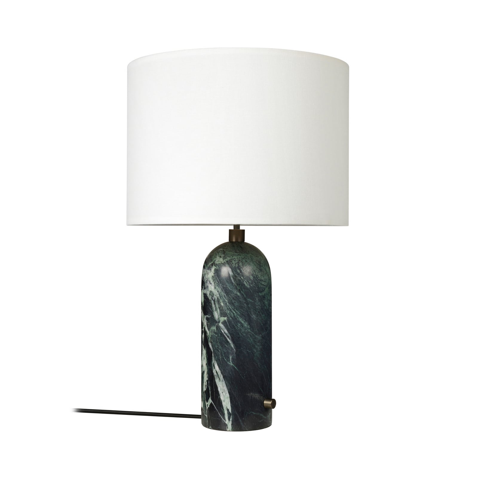 Gubi Gravity Large UK Table Lamp, Green Marble, White Fabric