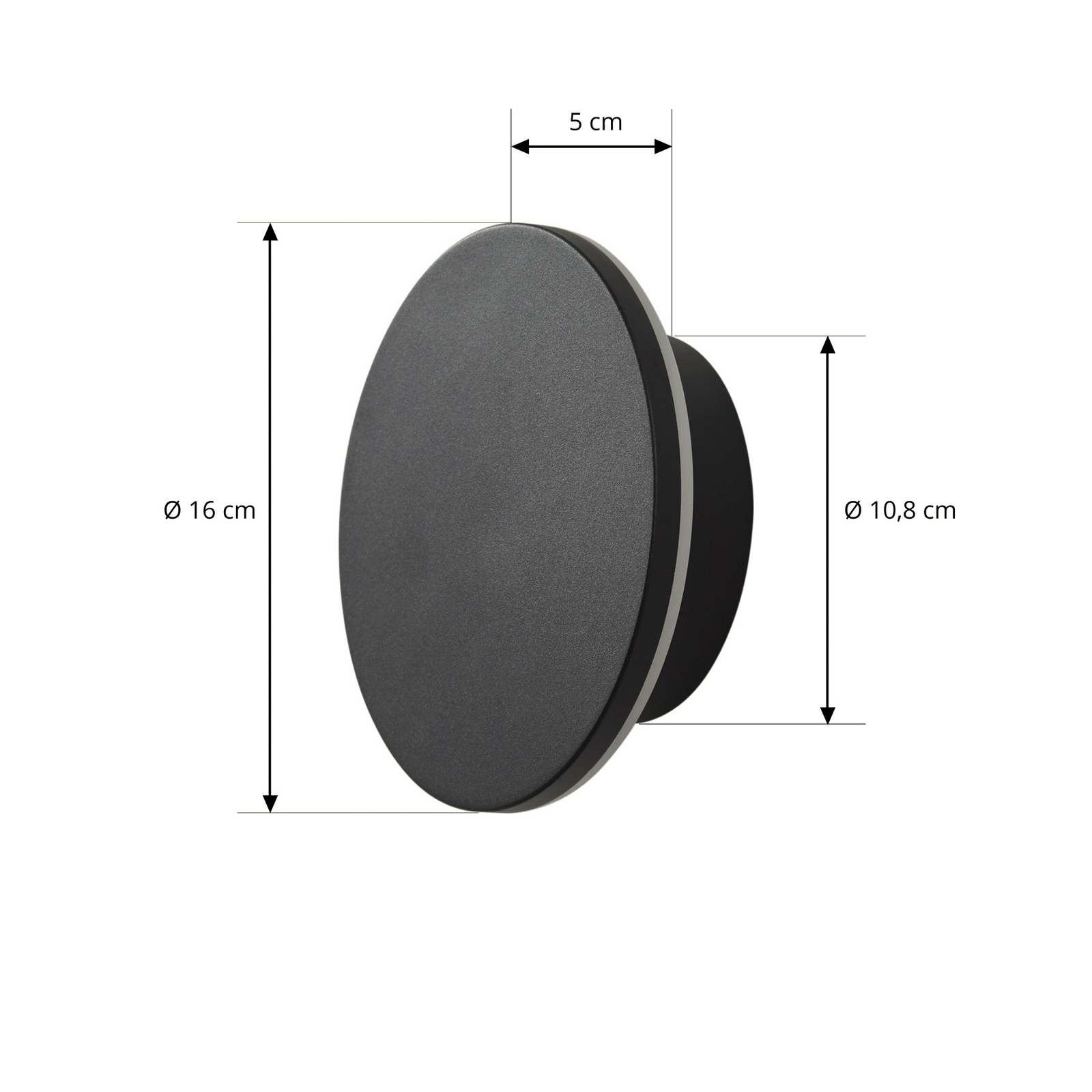 Gravo Applique d'extérieur LED, noir, Ø 16 cm, IP65 - Arcchio