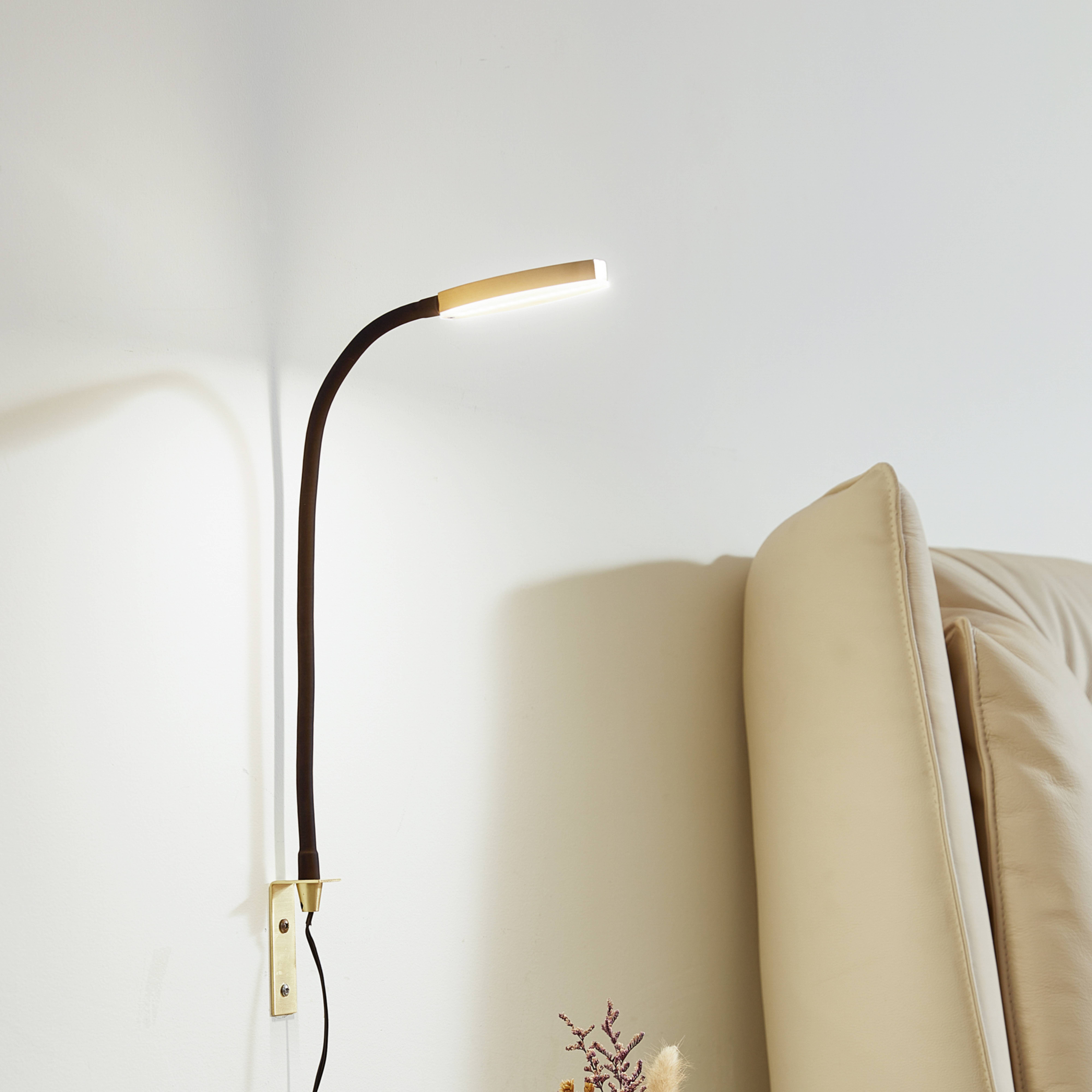 Lindby Flexola lámpara de lectura LED, dorada, cabeza redonda