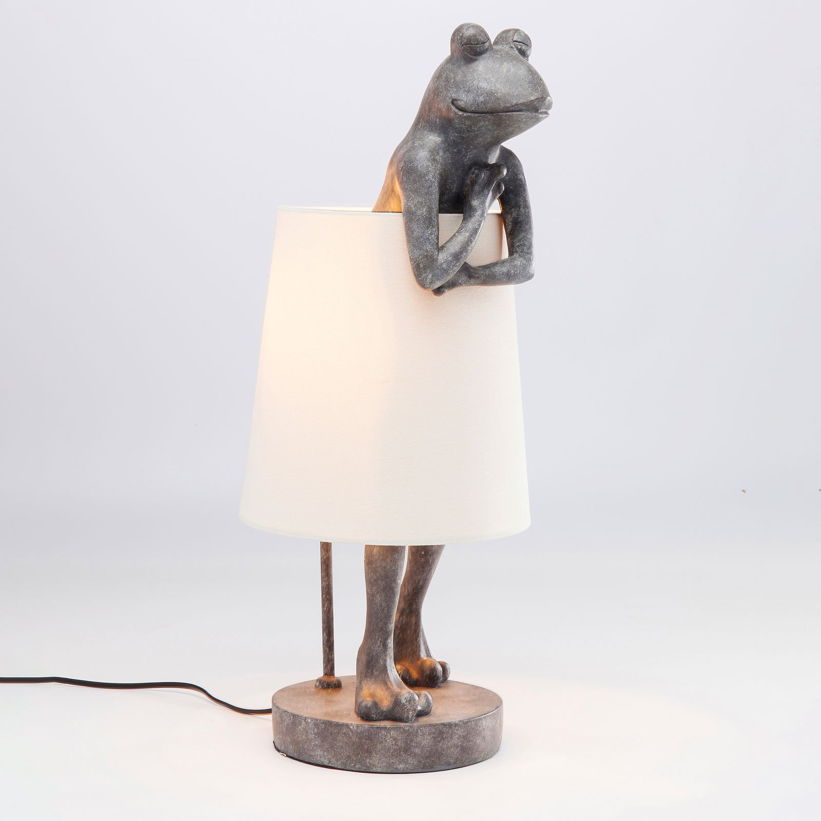 KARE Stolná lampa Animal Frog sivá