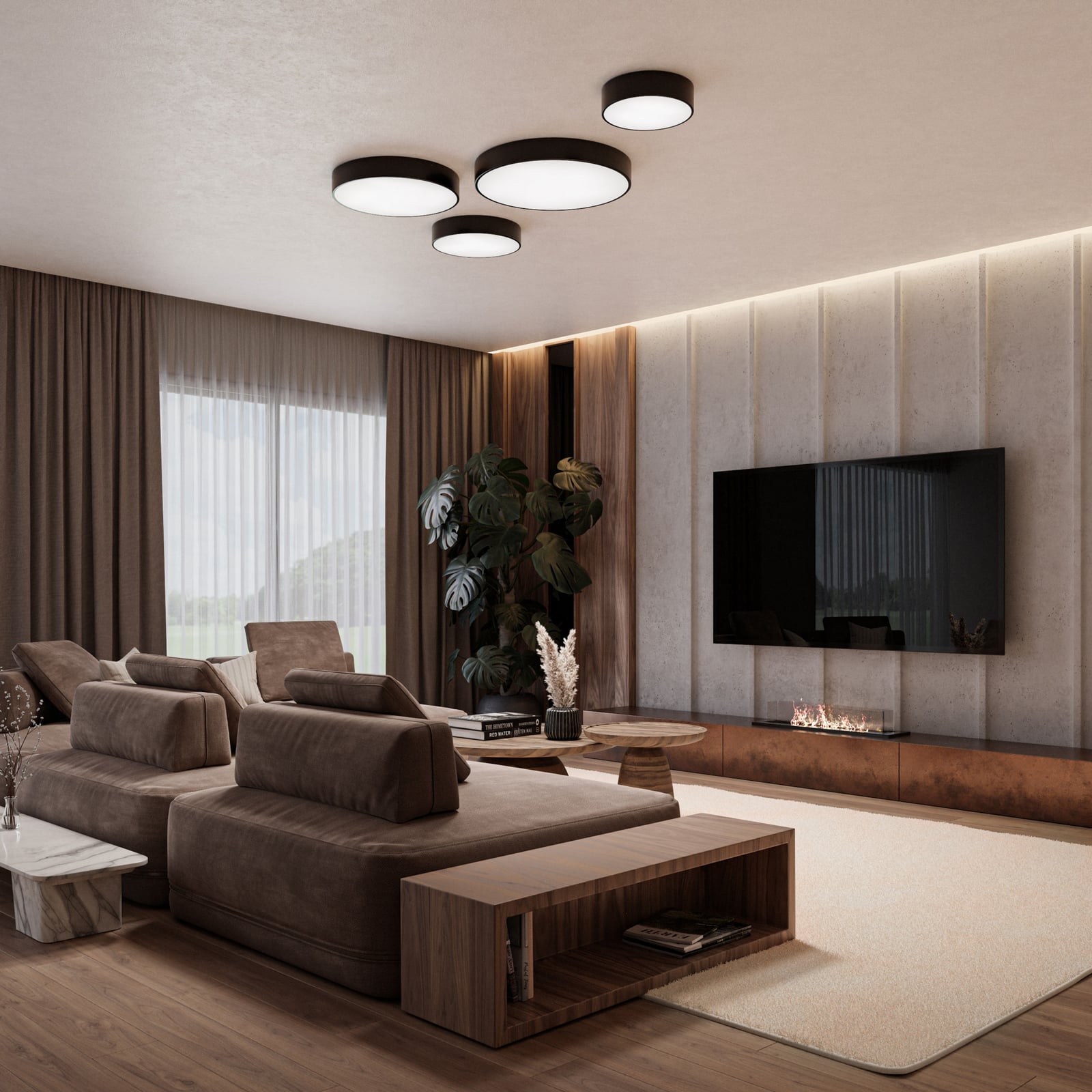 Cleo 300 ceiling light, IP54, Ø 30 cm, black