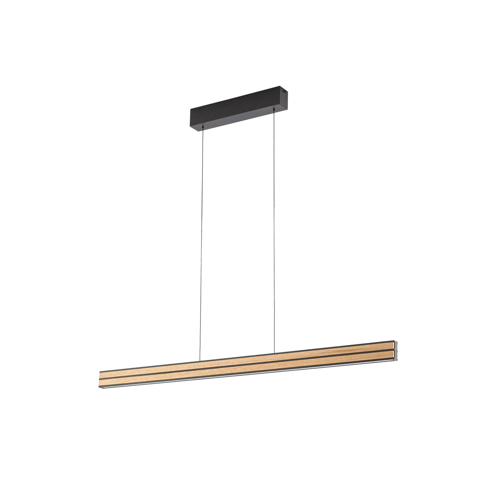 Quitani LED-Hängelampe Lisene, eiche/schwarz CCT 117cm dim.
