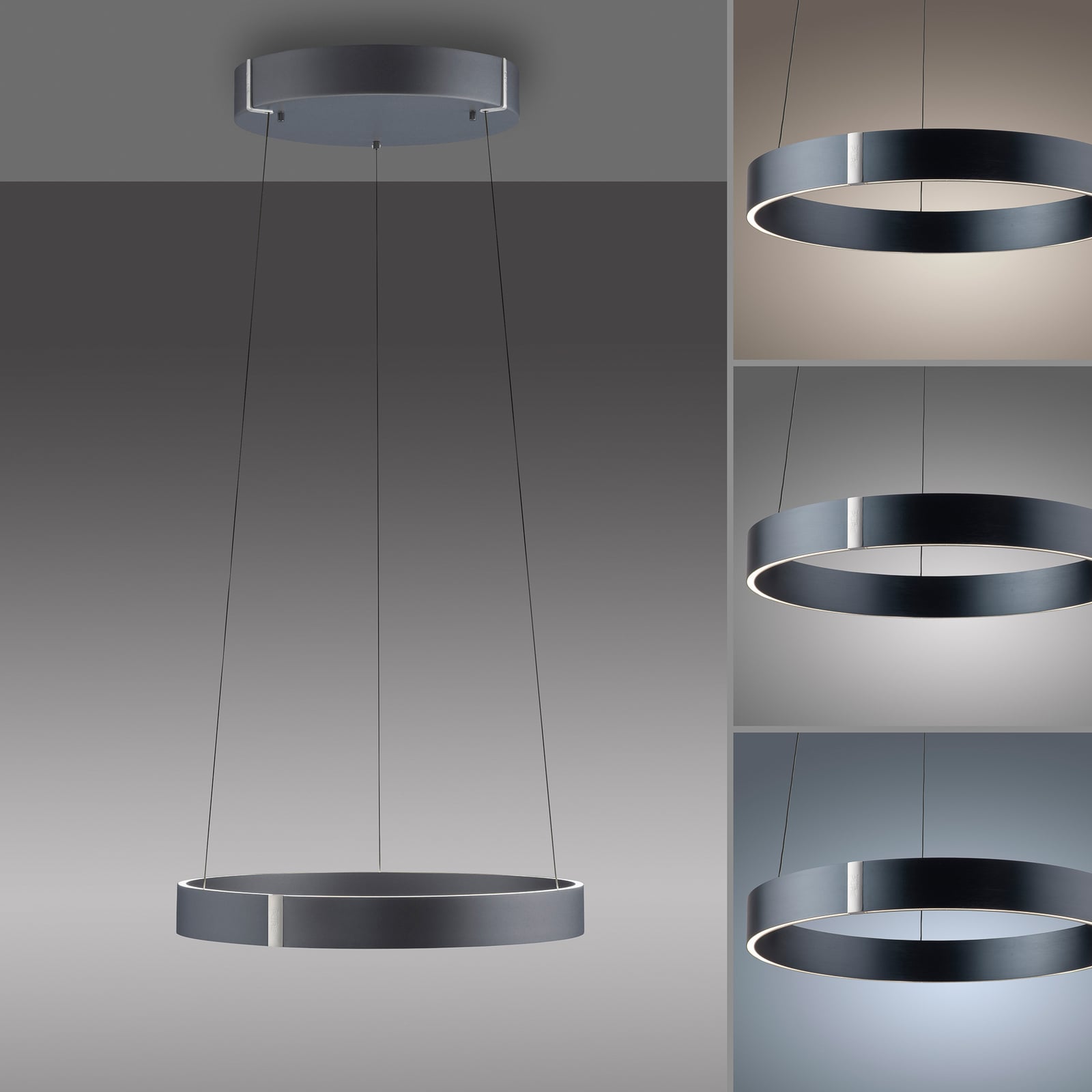 E-Clipse LED-Hängeleuchte, mystic grey, Ø 50 cm, CCT - PURE E-Clipse LED-Hängeleuchte, mystic grey, Ø 50 cm, CCT - PURE