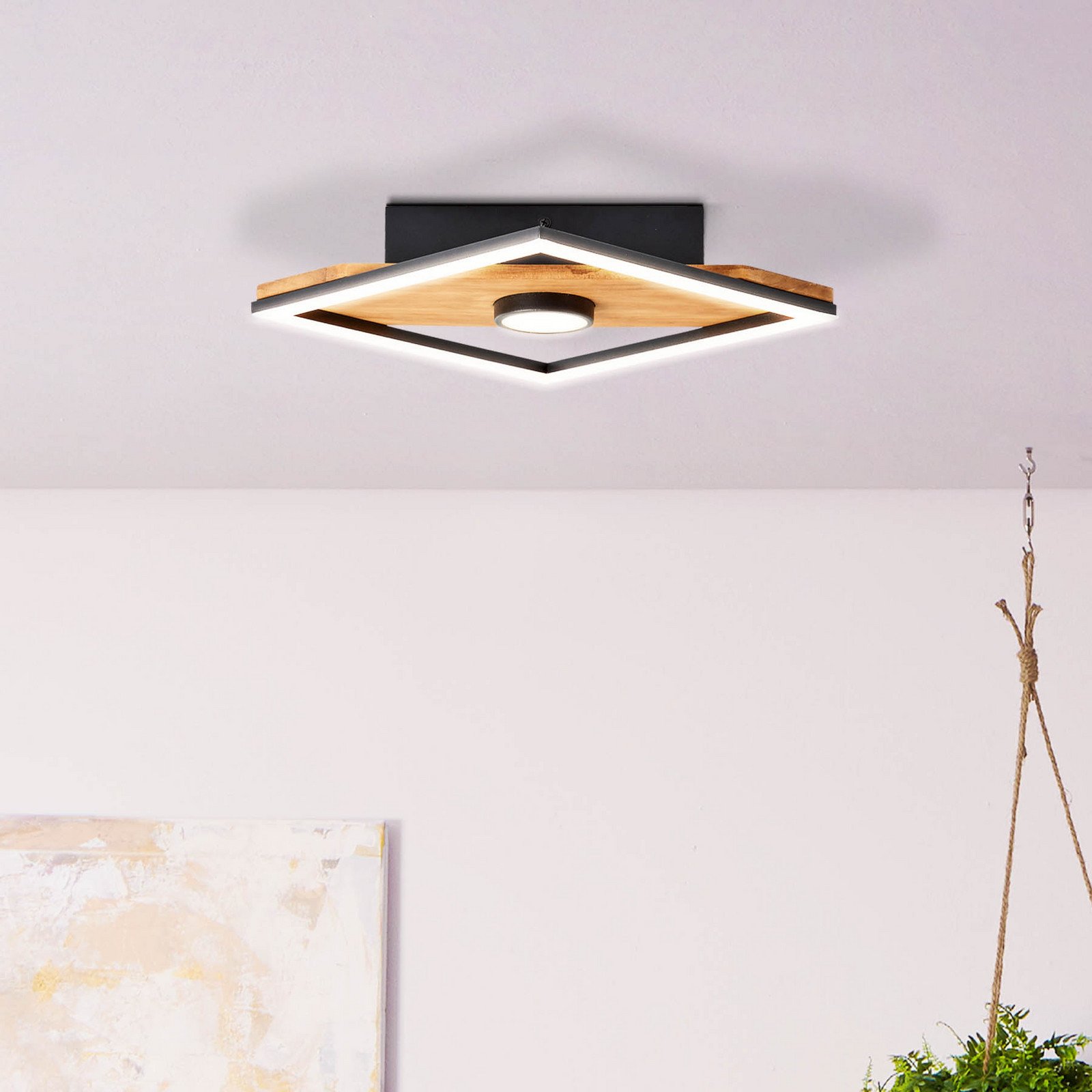 Brilliant Woodbridge plafonieră LED o sursă - Camera de zi / sufragerie - negru maro - Lemn