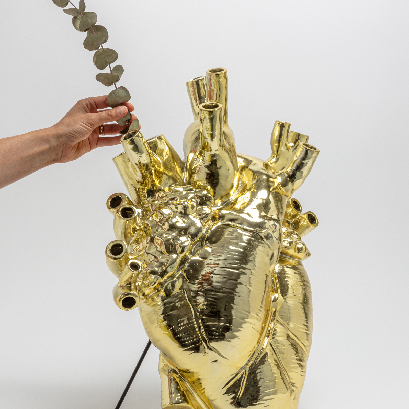 Love In Bloom Giant Resin Heart Vase Gold - Seletti