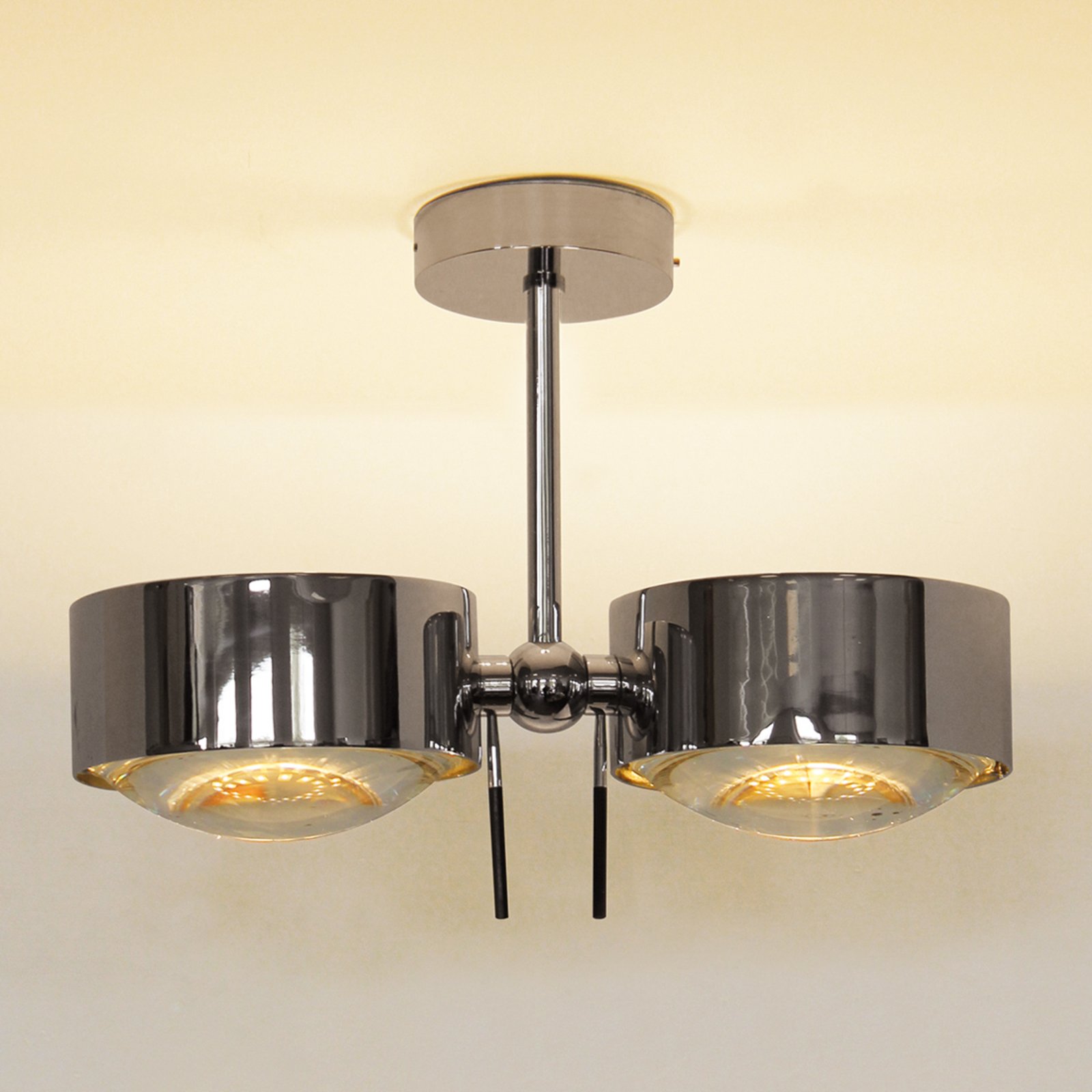 2-lichts plafondlamp PUK SIDES, chroom, 10 cm
