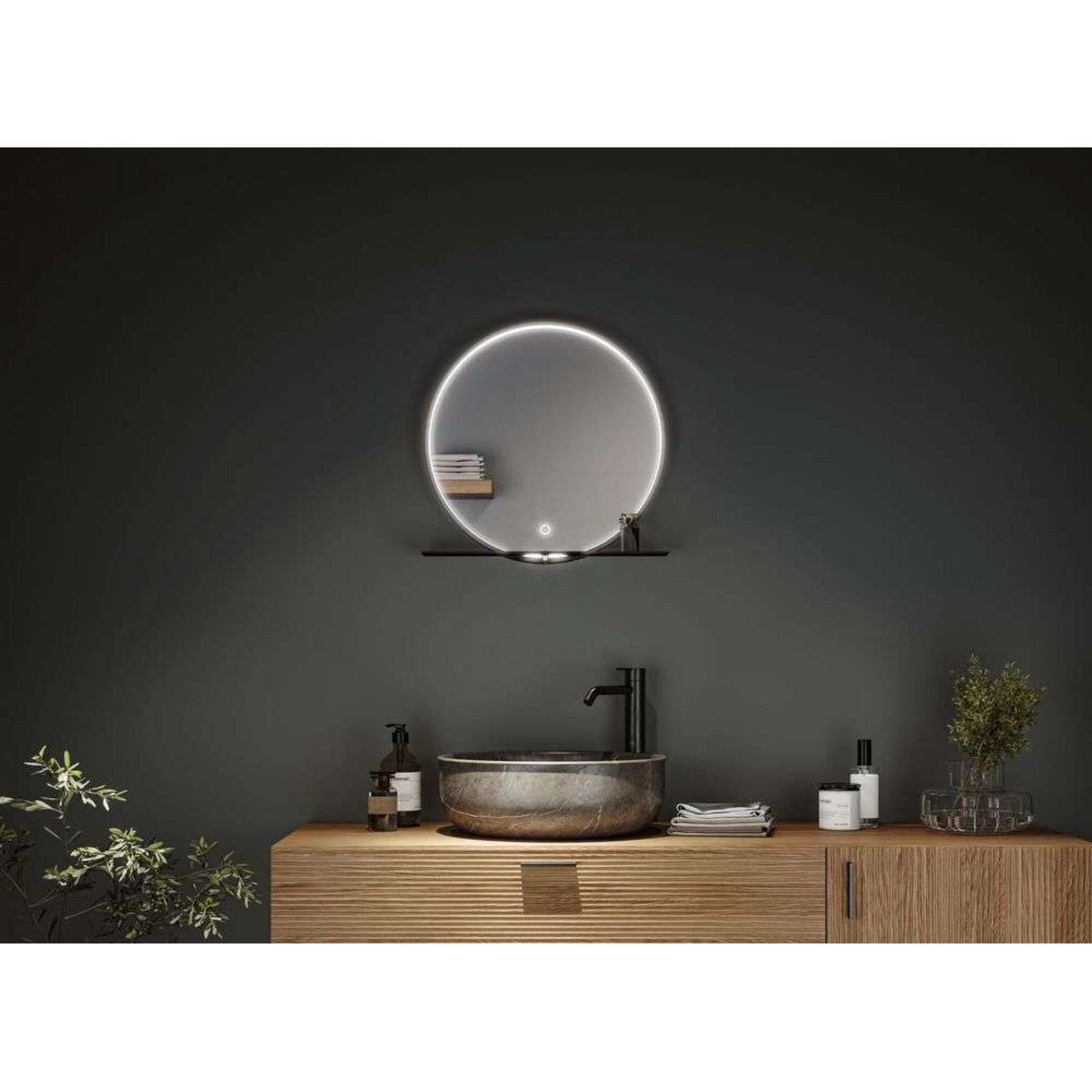 Miro LED Illuminated Mirror TW IP44 Amb. Mirror/Matt Negru - Paulmann