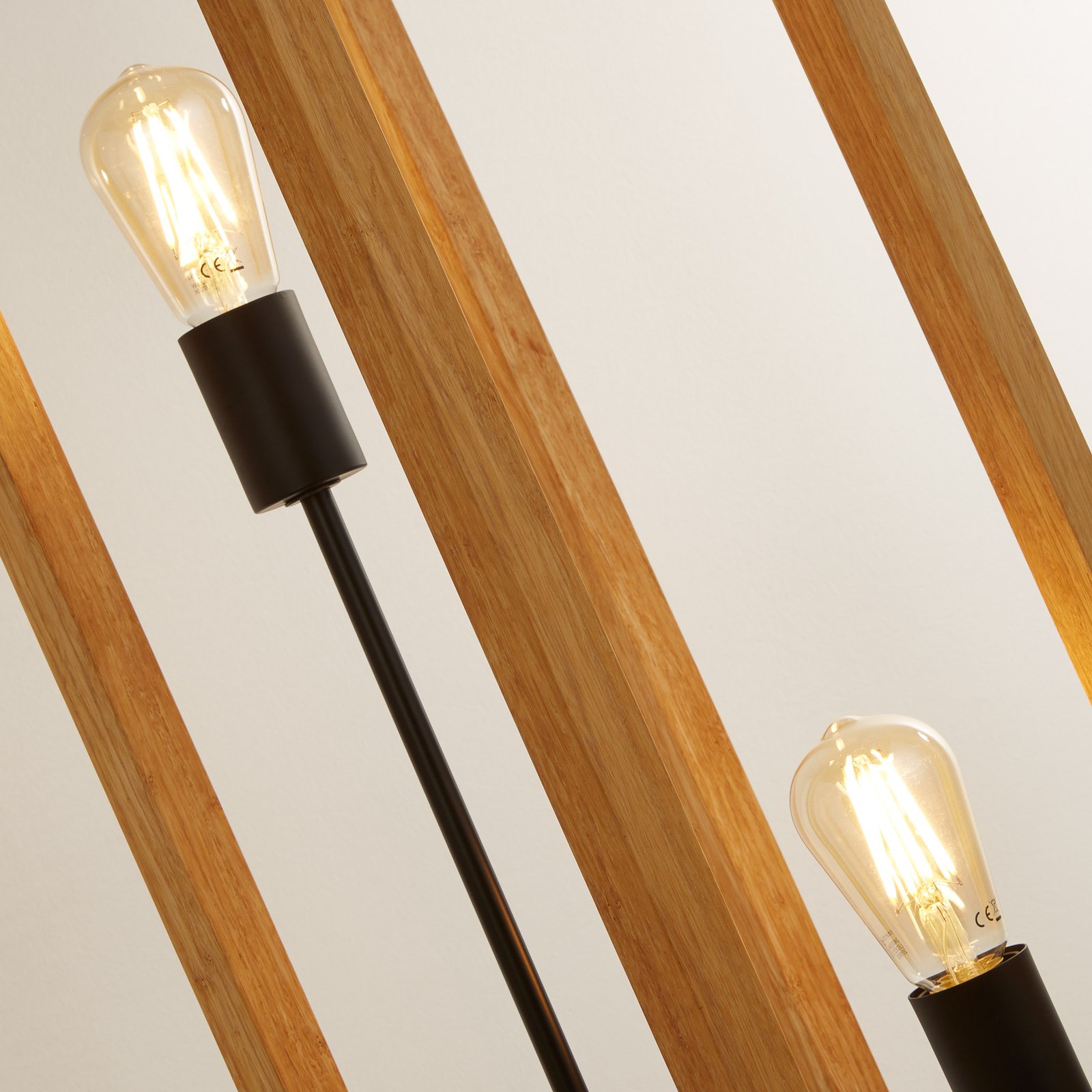 Square floor lamp made of bamboo