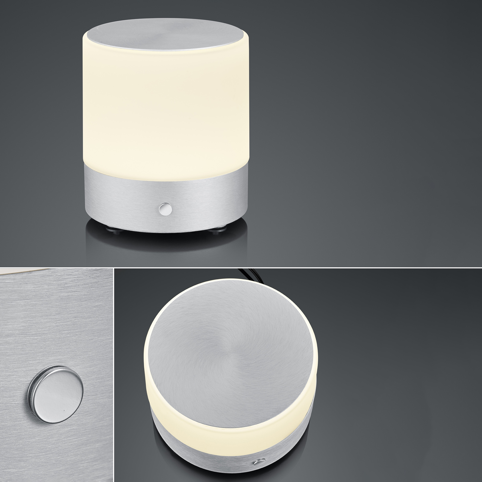 BANKAMP Button LED table lamp 18.5 cm aluminium