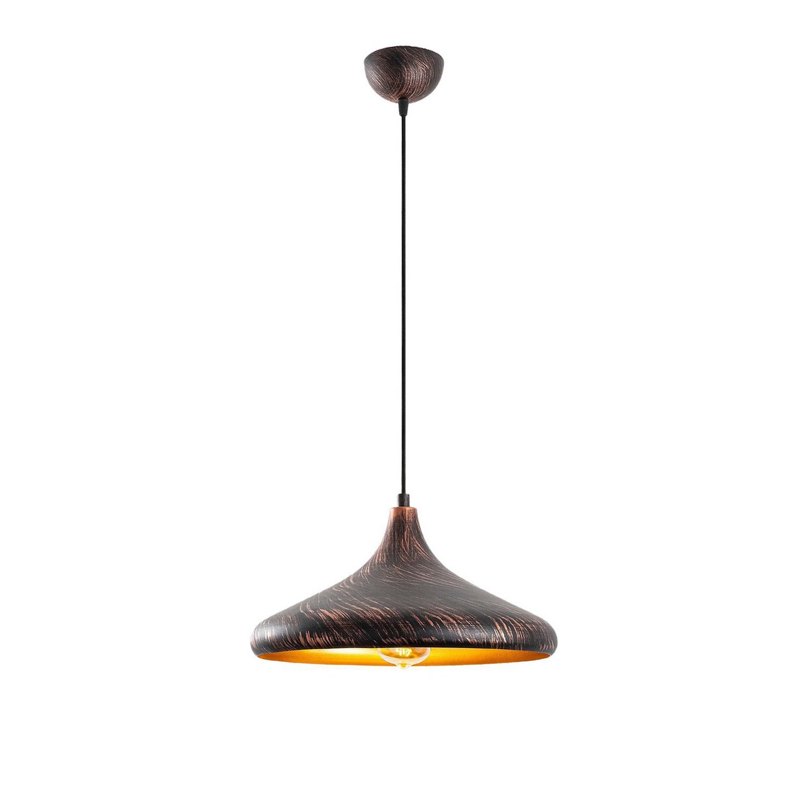 Hängeleuchte Barek, schwarz/gold, Ø 34 cm, Metall, E27