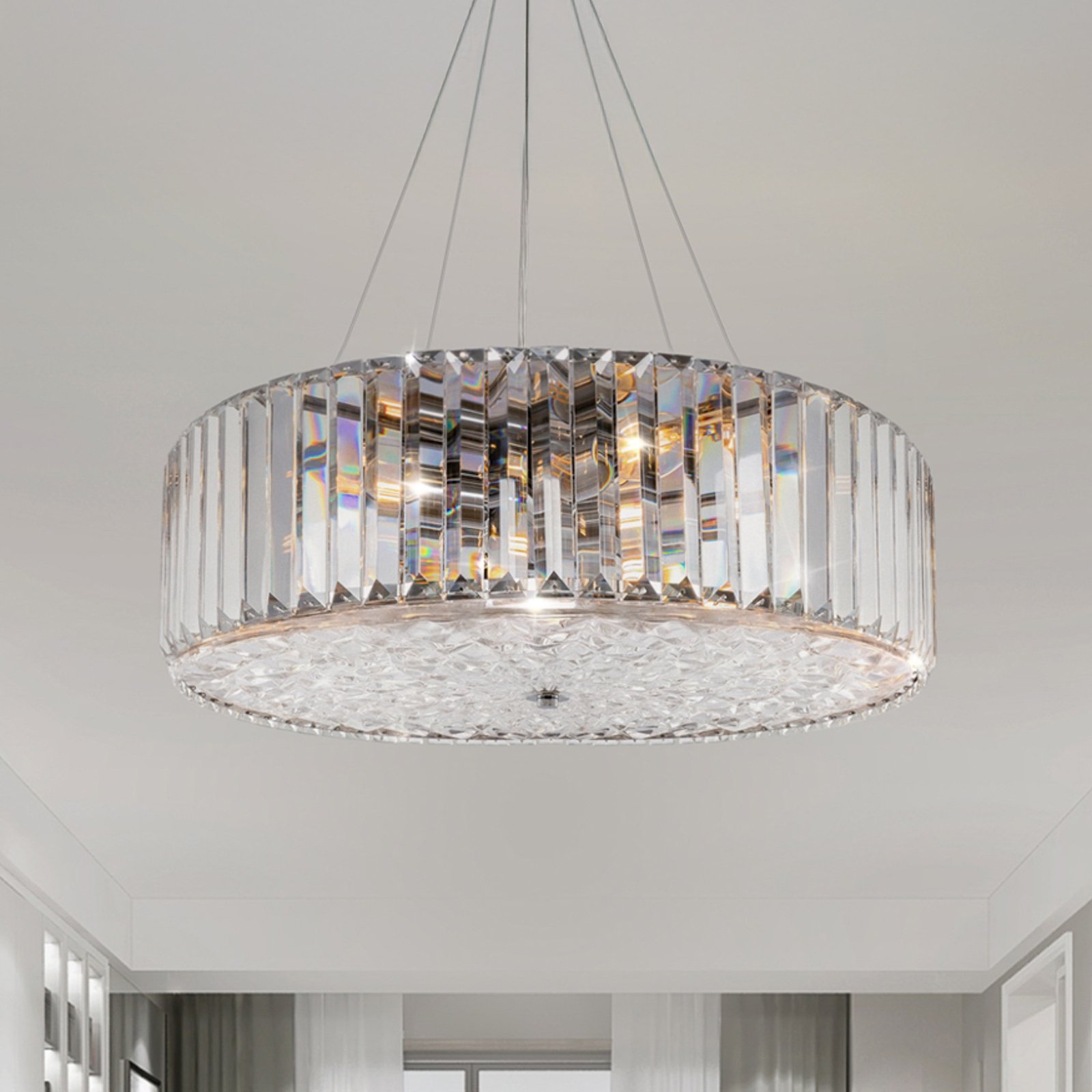 Maytoni Recinto pendant light, Ø 40 cm, crystal, 6 x E27