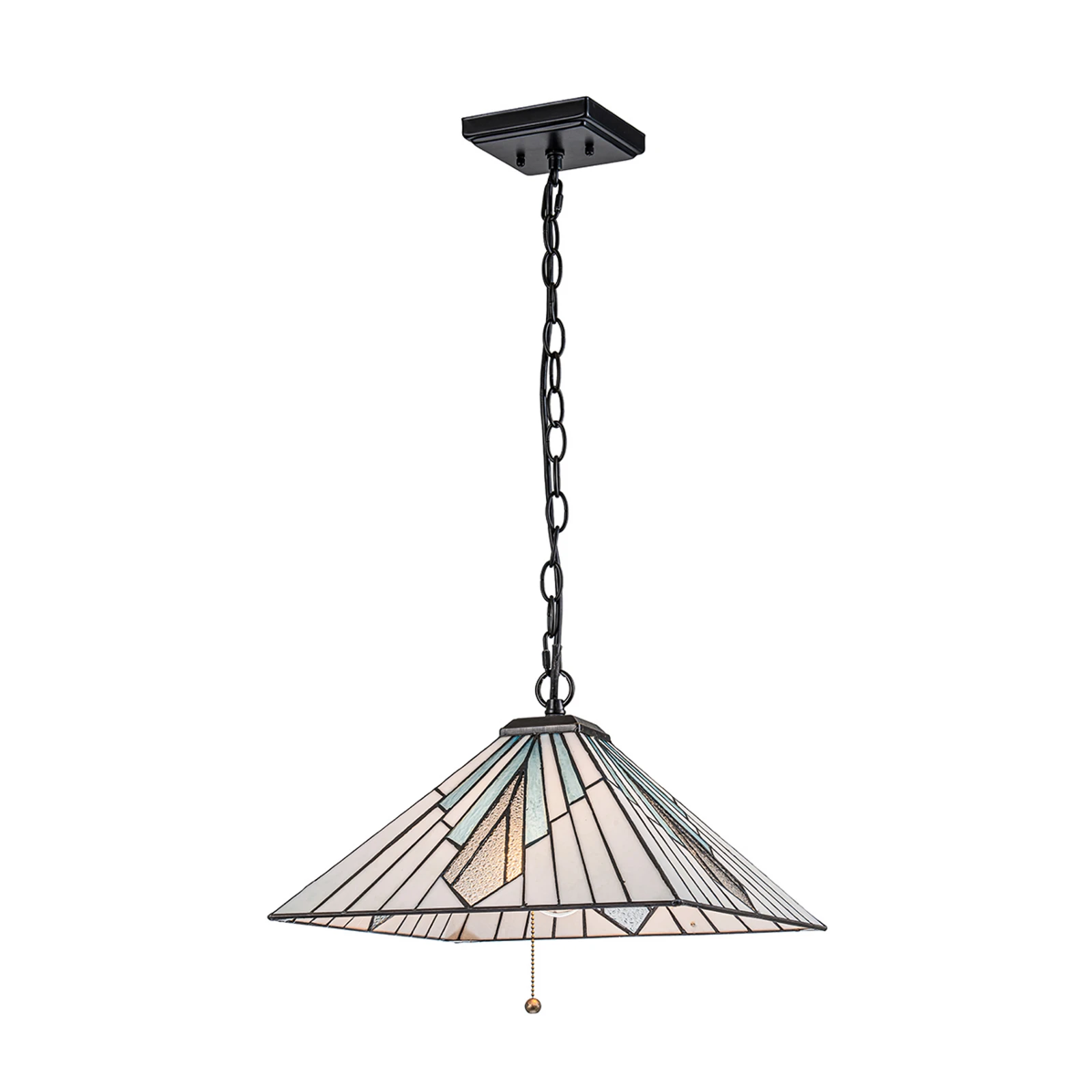 Hängeleuchte Alderley, Tiffany-Stil, bronze, Zugschalter