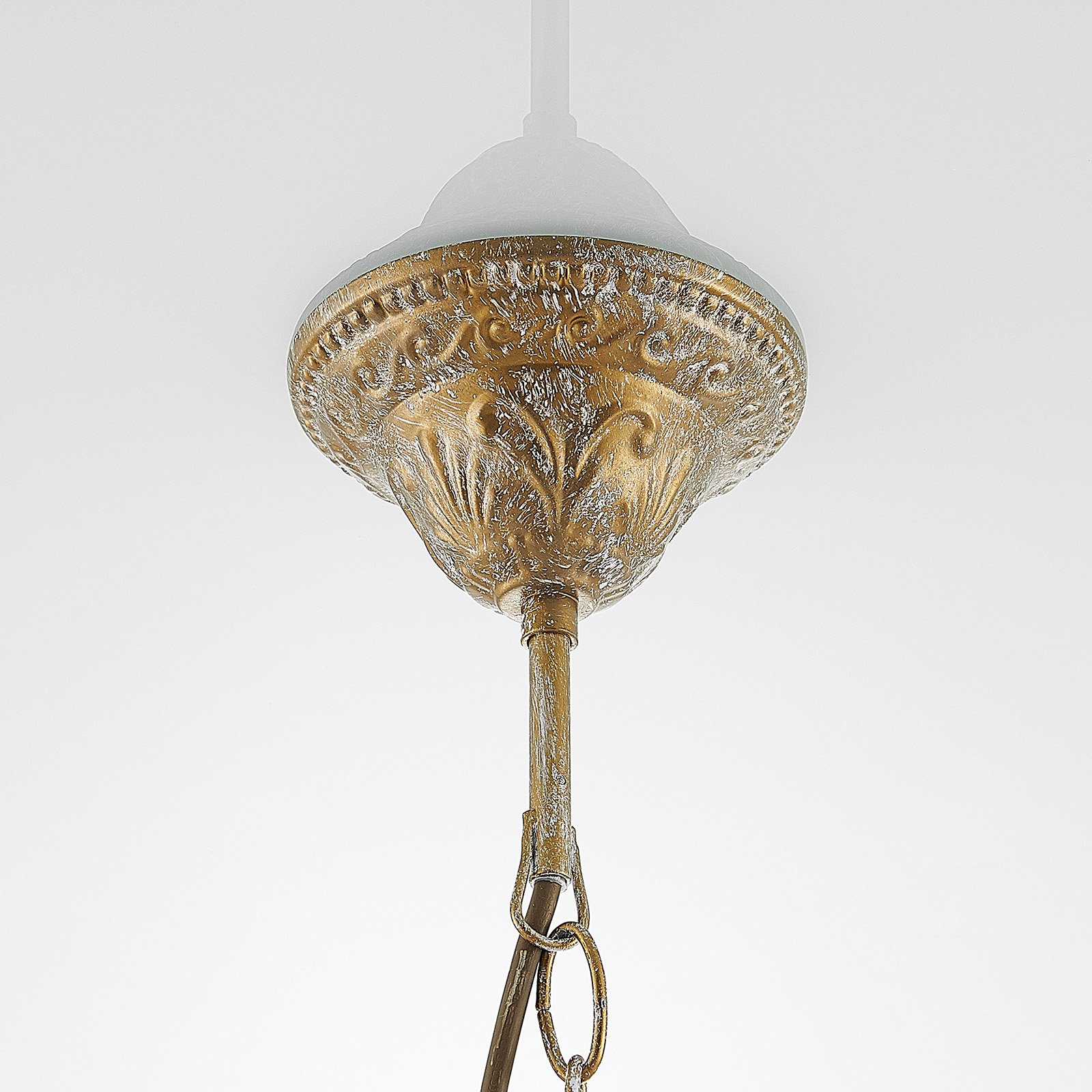 Lumiel 5 Chandelier Cream/Antique Brass - Lindby