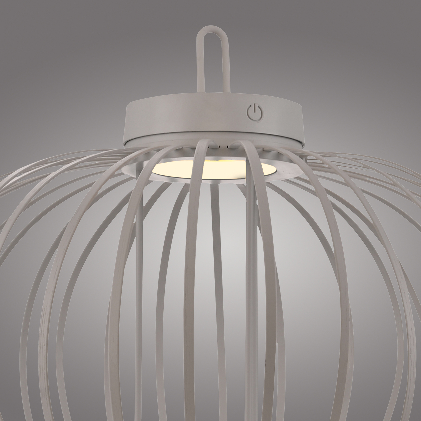 JUST LIGHT. Lampe de table LED rechargeable Akuba gris-beige 37cm bambou
