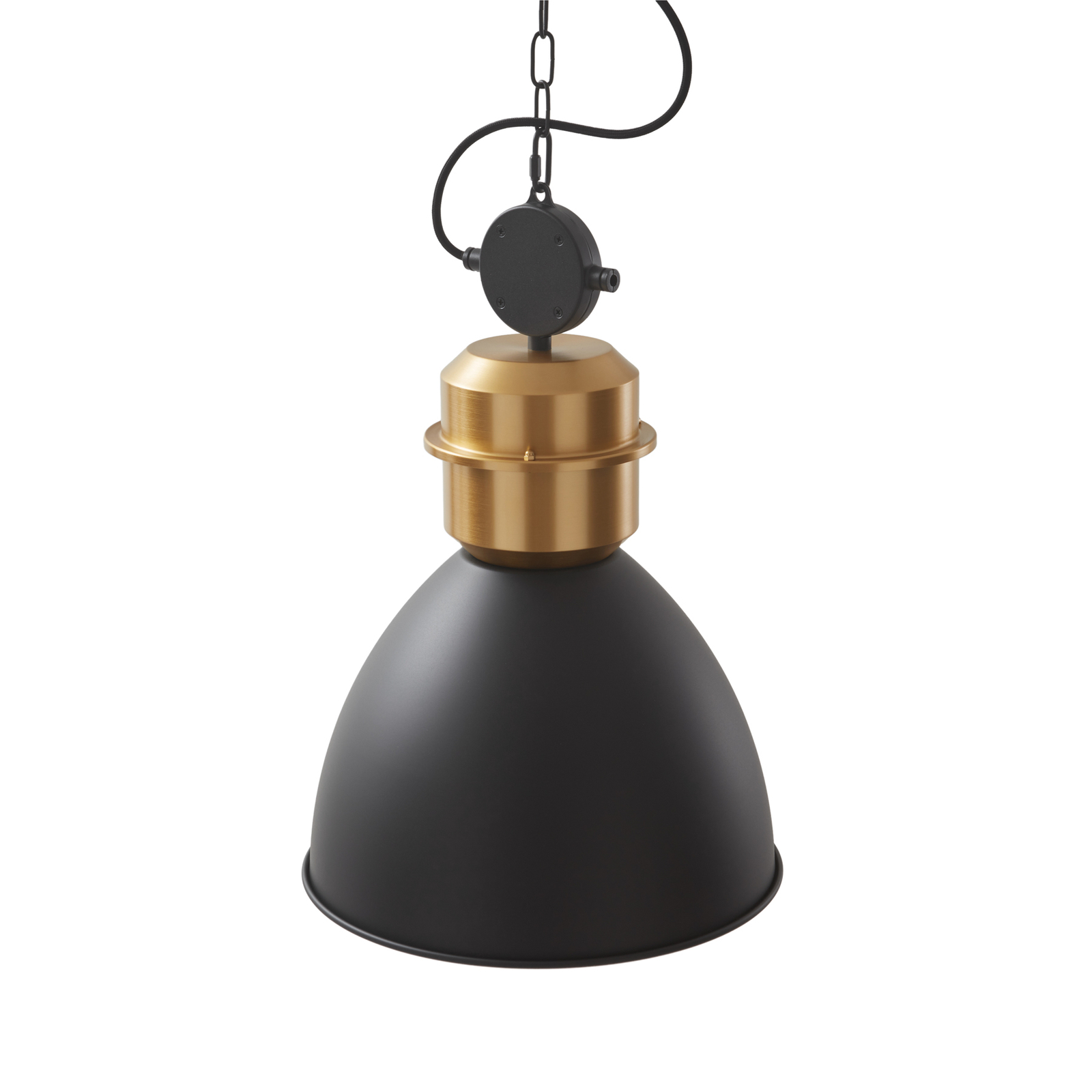 Lucande pendant light Kaeloria, black/brass, aluminium, Ø 35 cm