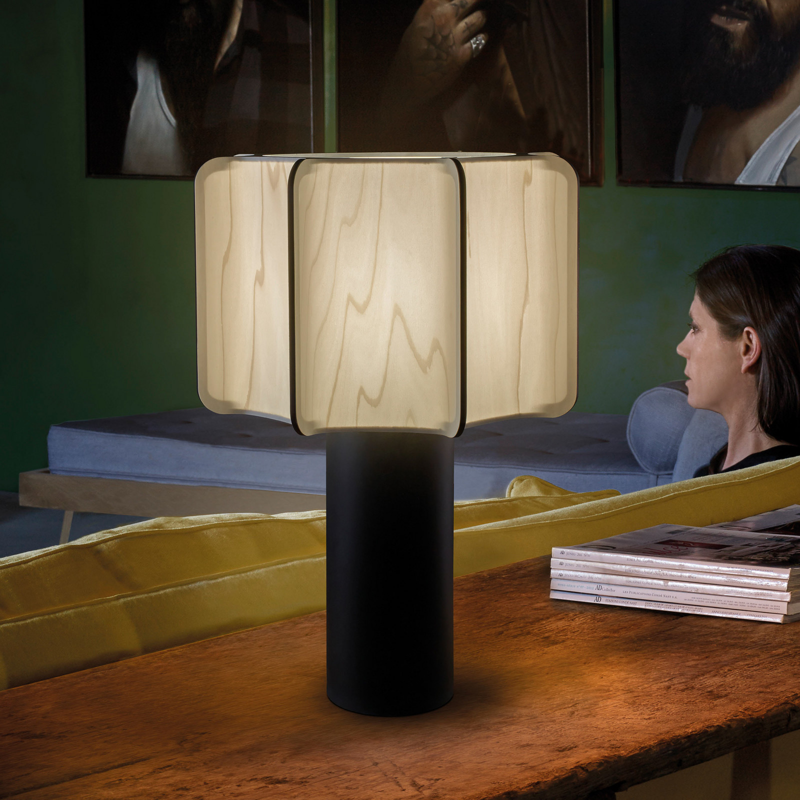 LZF LAMPS Lampa de masă LZF Kactos culoare fildeș/negru înălțime 52 cm - Camera de zi / sufragerie - Design - fildeș negru - Lemn