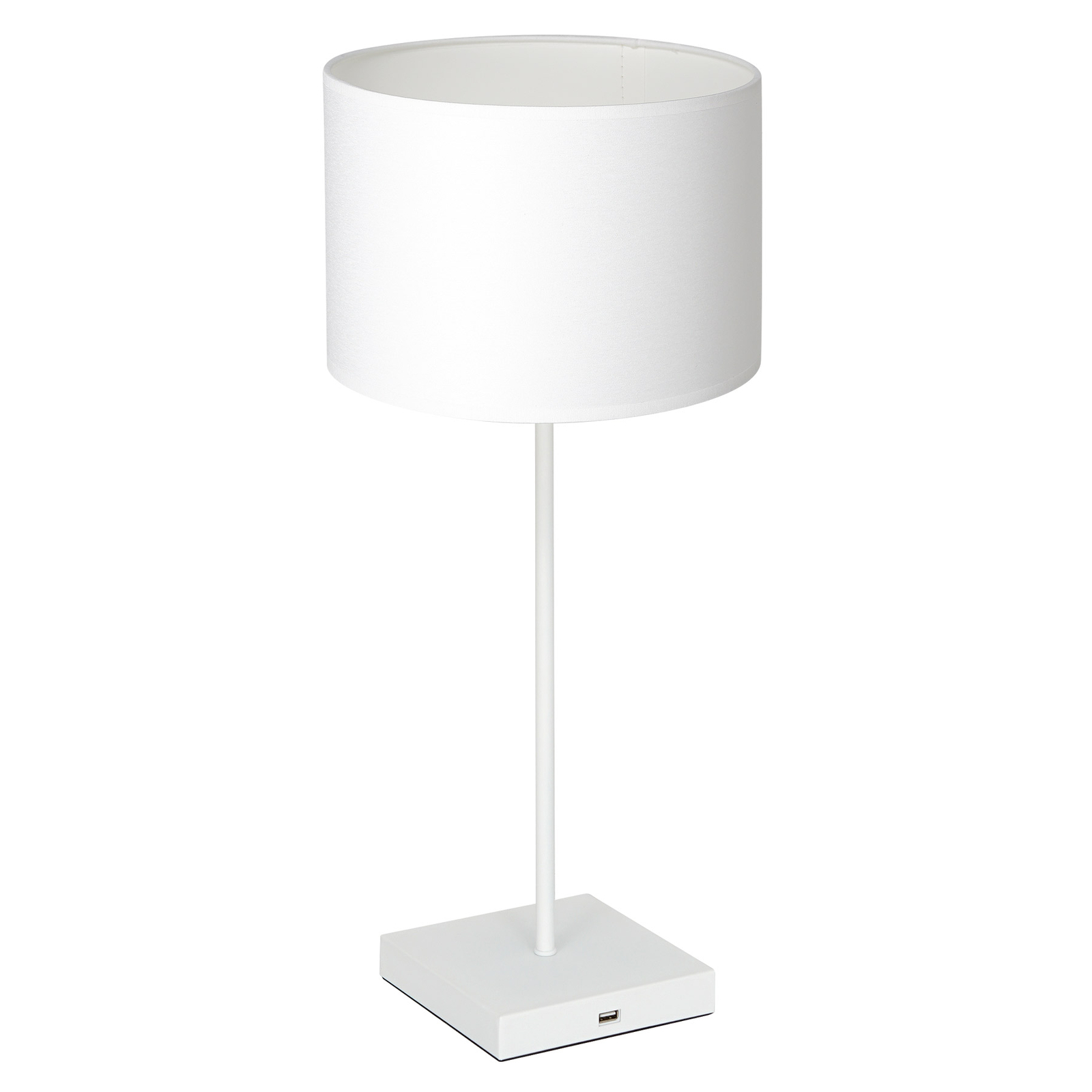Bordlampe Table, hvit, skjerm sylindrisk hvit