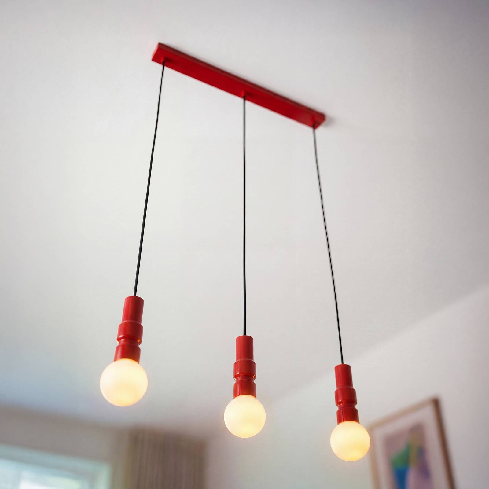 Żyrandol OSRAM Decor Bolty, czerwona, długość 66 cm, 3-punktowa