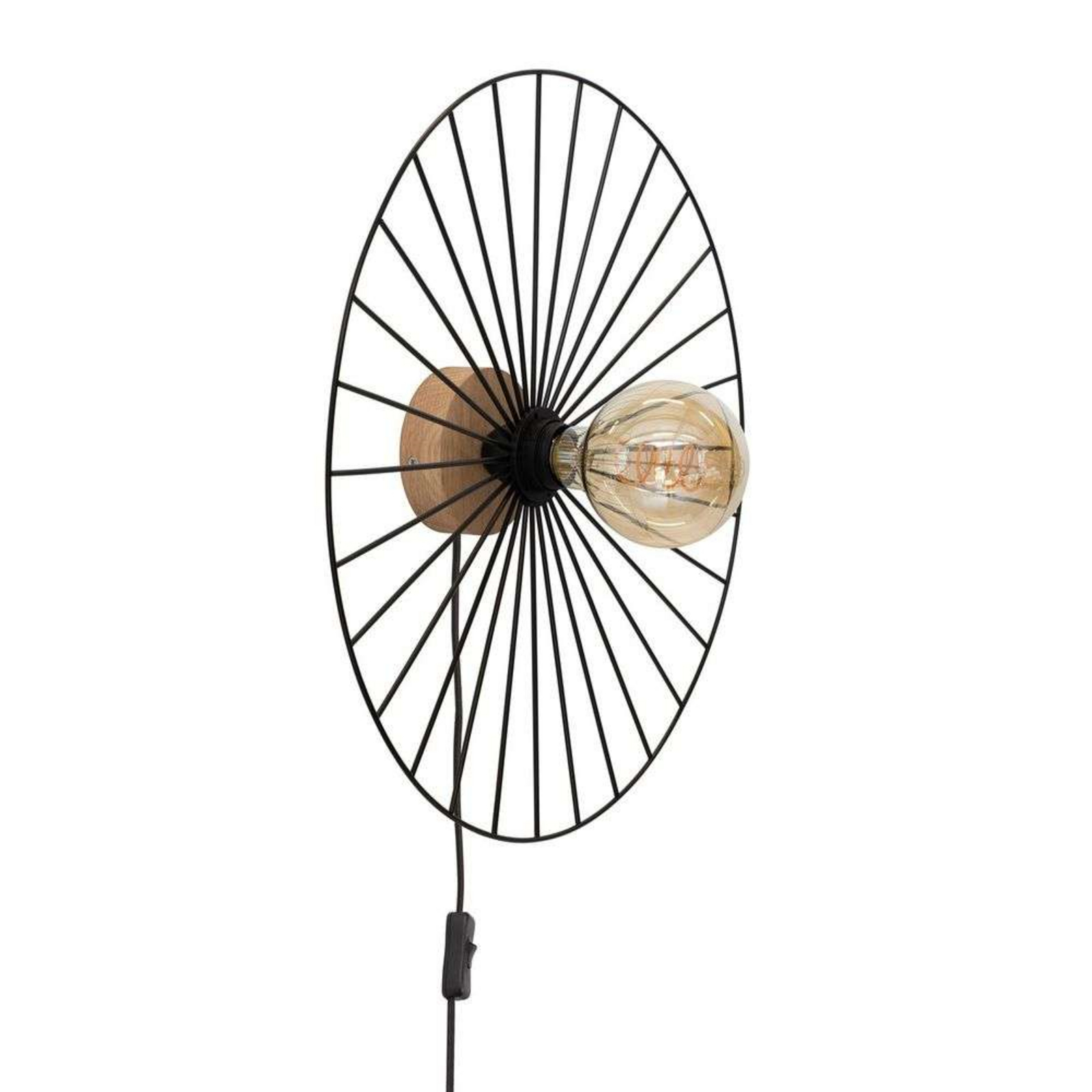 Yahel Nástenné Svietidlo Ø45 Black/Wood - Envostar