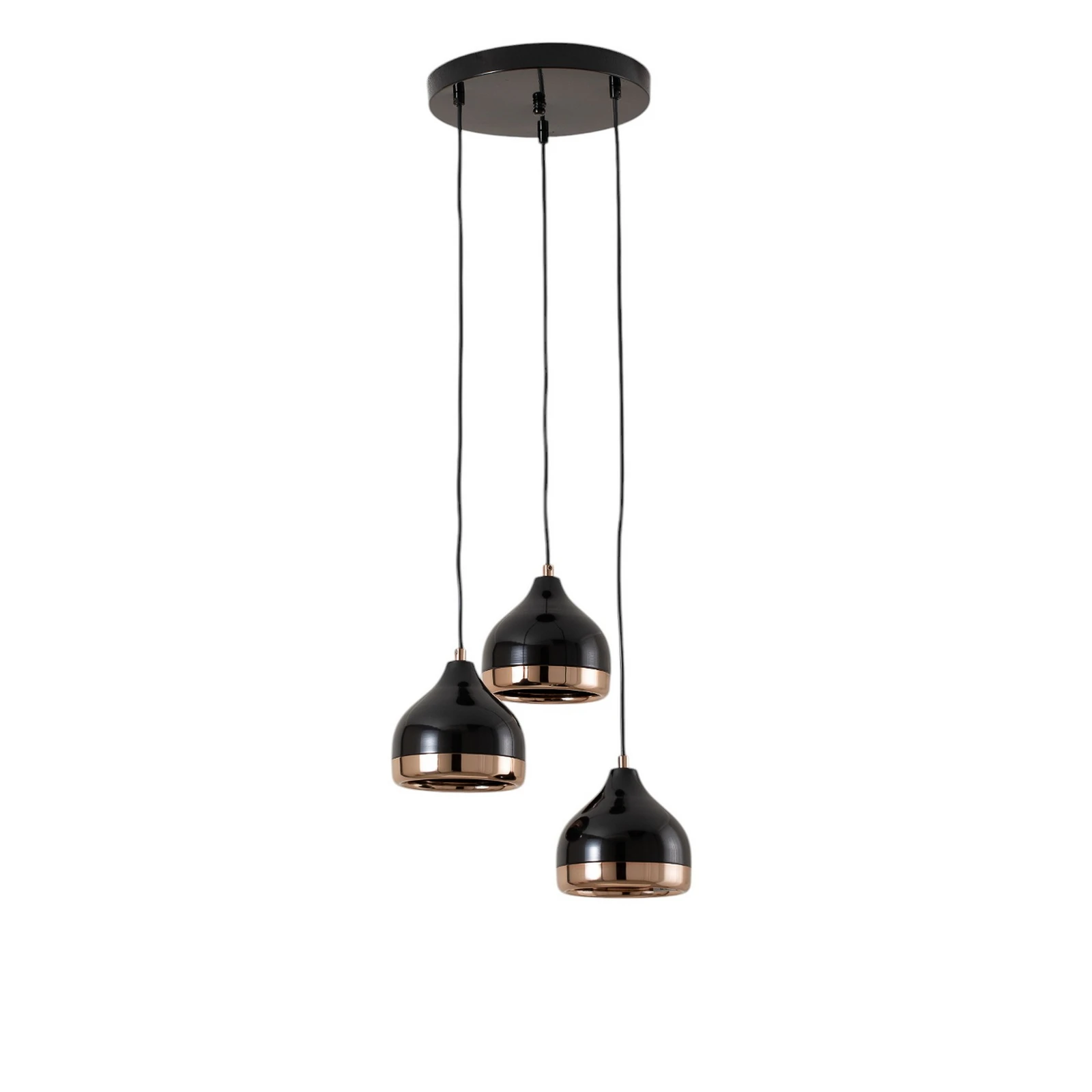 Hängelampe Yildo 6871 3-flg Rondell schwarz/kupfer