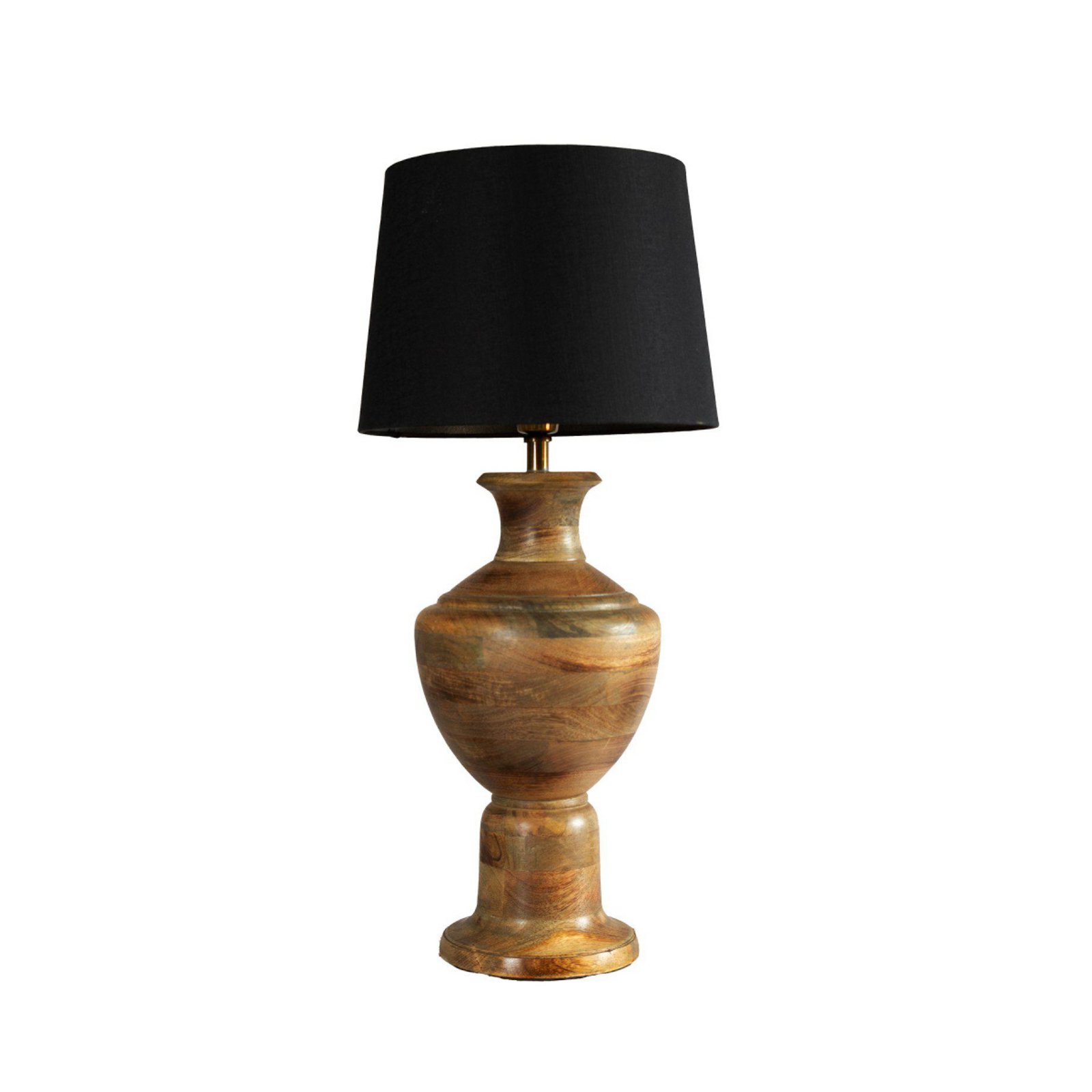 Lampada da tavolo Alma, nero/marrone, altezza 69 cm, legno/tessuto