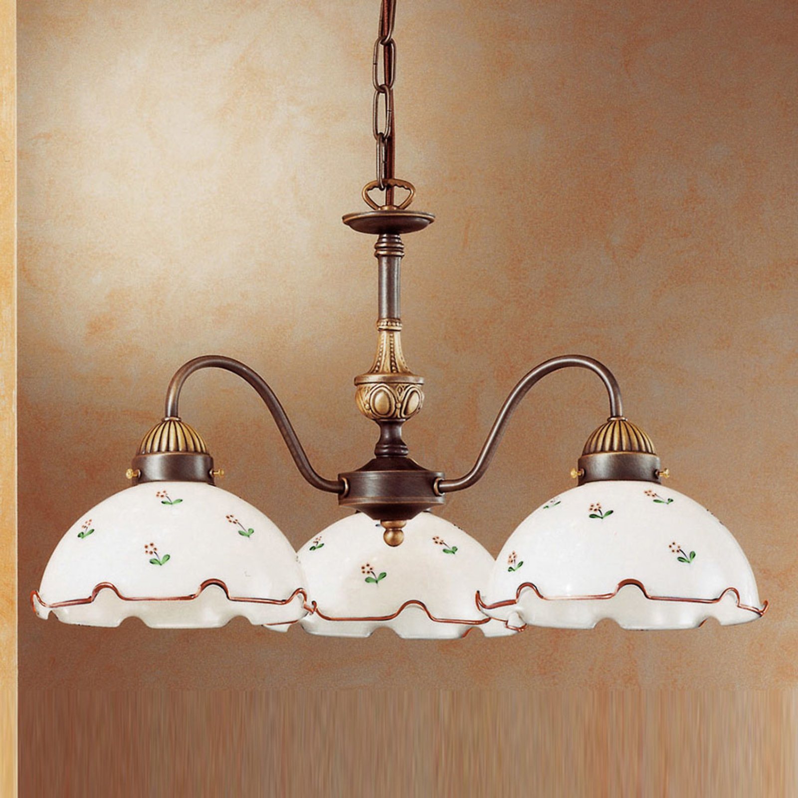 Hanglamp Nonna Millefleurs, 3-lamps, roze