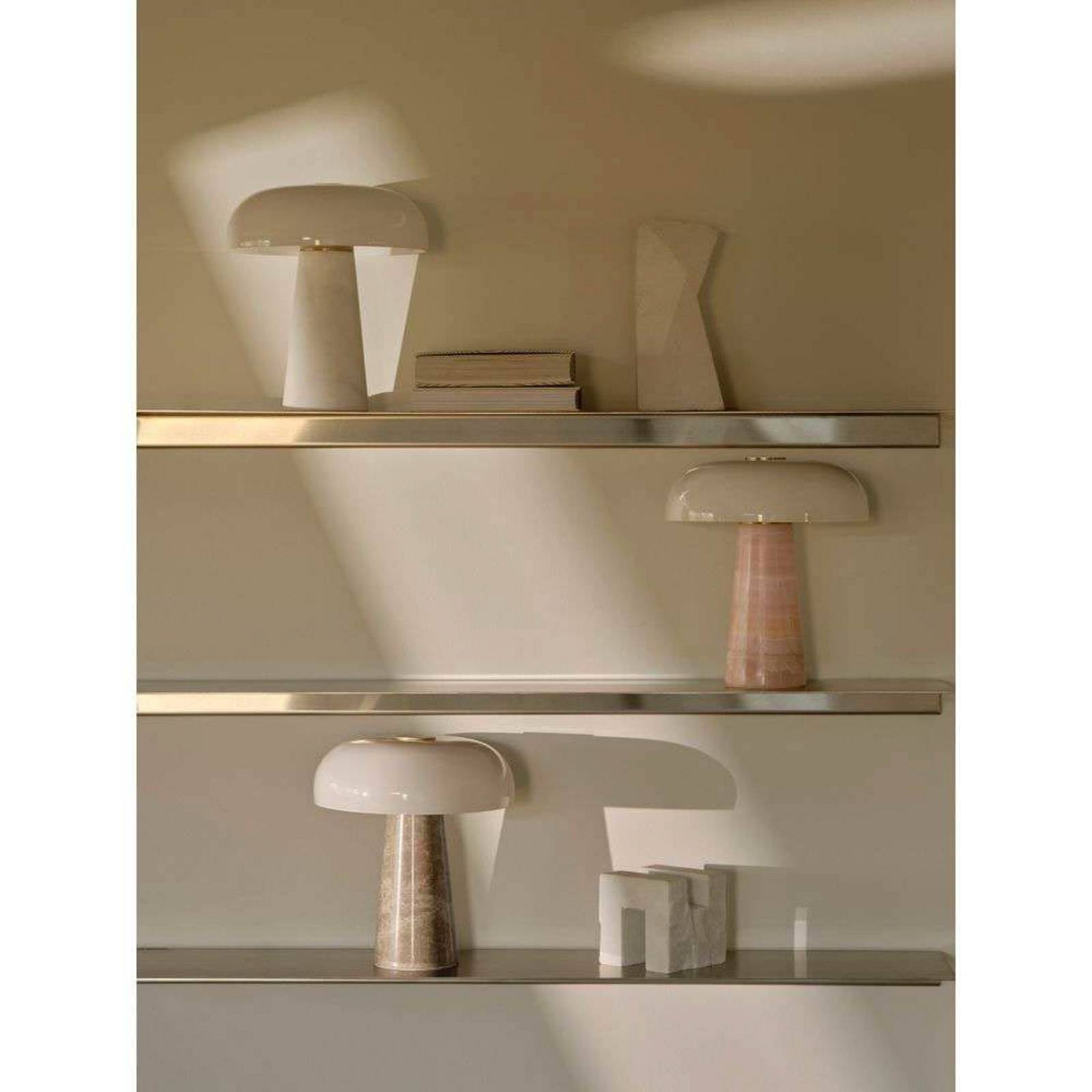 Lampa stołowa Glossy, beżowo-biała, wysokość 24 cm, marmur/szkło