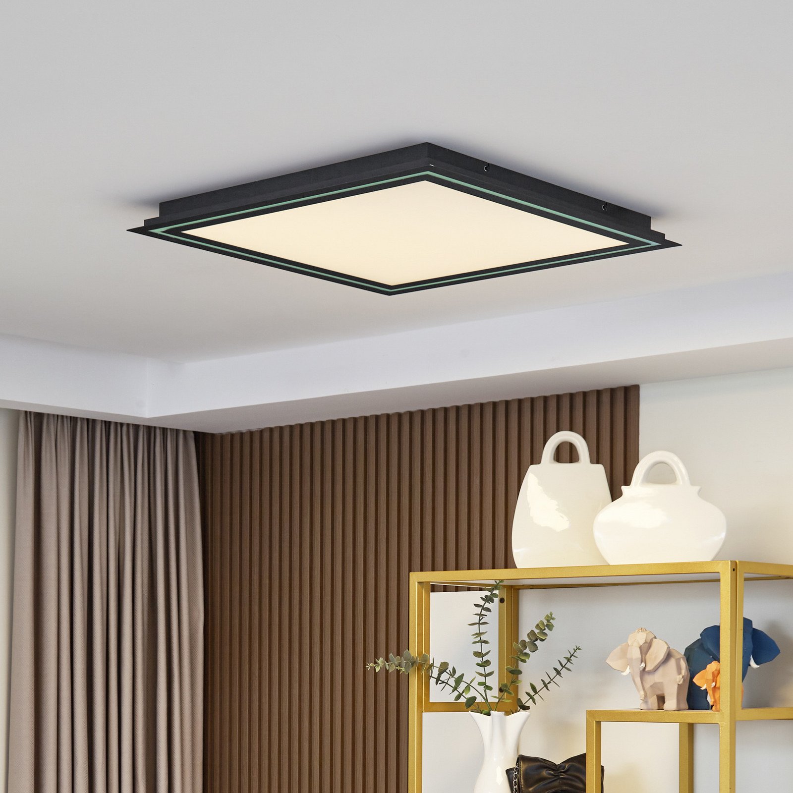 Plafonieră cu LED-uri Lucande Leicy negru 64 cm RGB CCT - Camera de zi / sufragerie - modern - negru alb - Metal