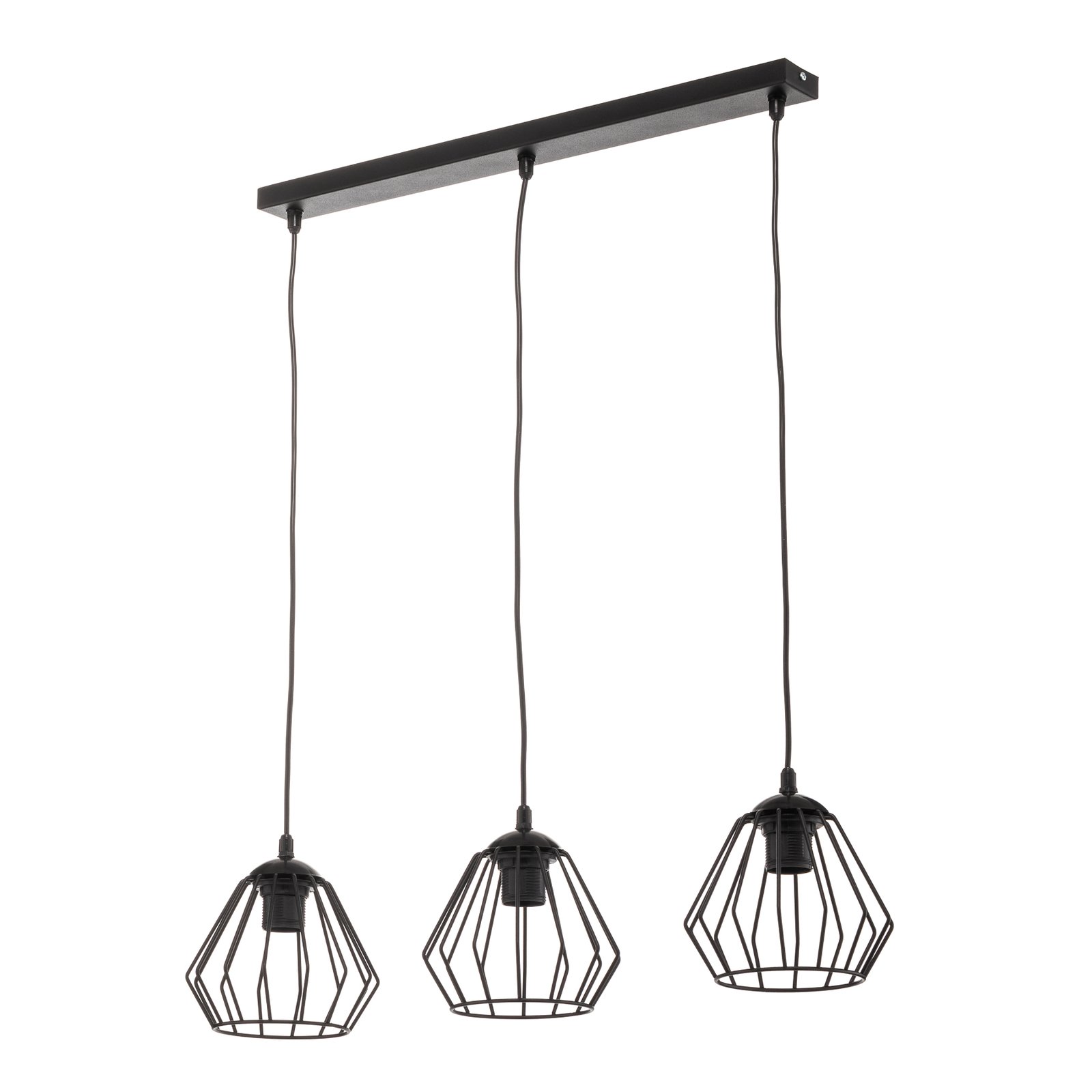 Agat hanglamp zwart, 3-lamps lang