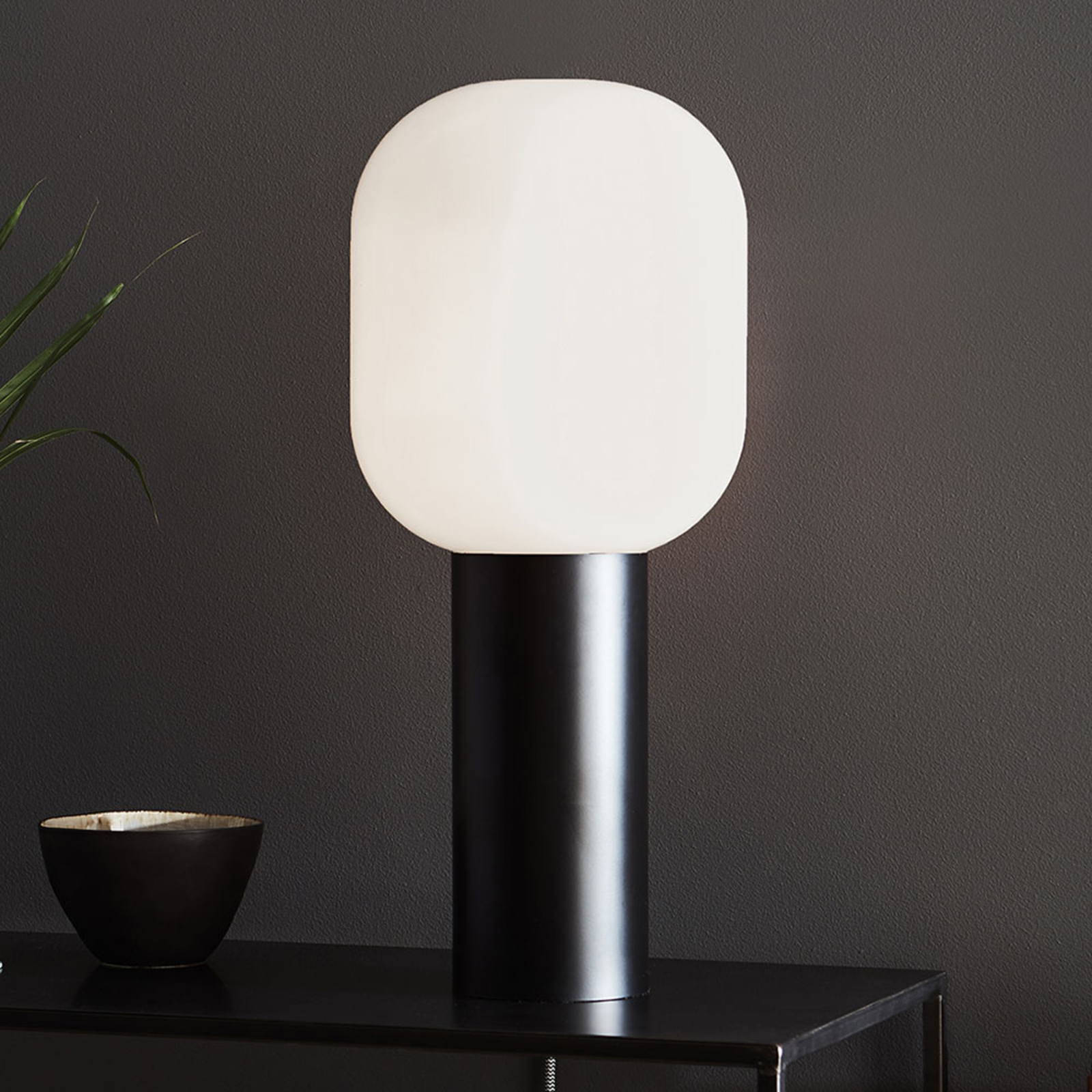 Markslöjd Brooklyn table, opal white glass lampshade, 56 cm, for Living / Dining Room, metal, glass, E27, 60 W, energy efficiency: A++, H: 56 cm