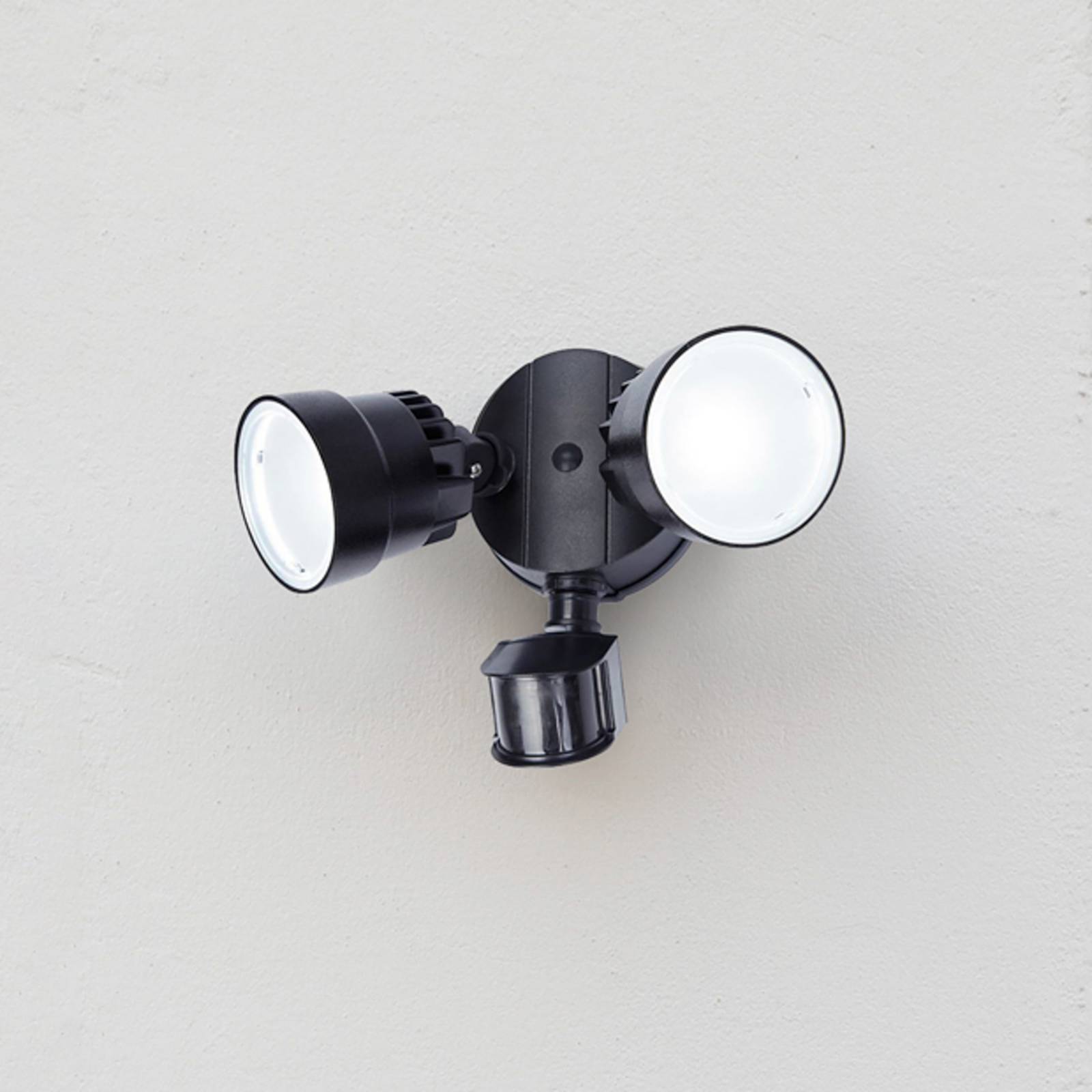 LUTEC LED-Sensor-Außenwandstrahler SHRIMP II schwarz 12W 2flg IP44 - Kunststoff