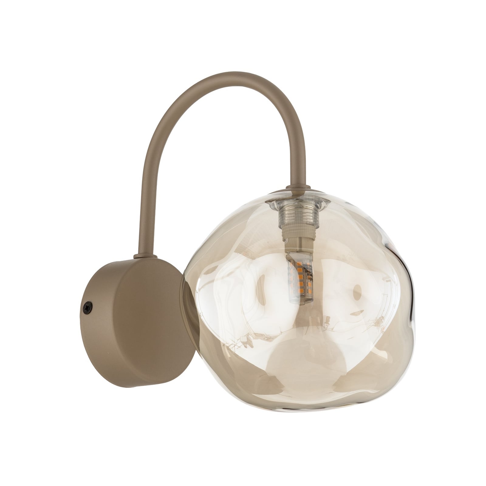Applique murale Lava, sable/cognac, verre, hauteur 21 cm, G9