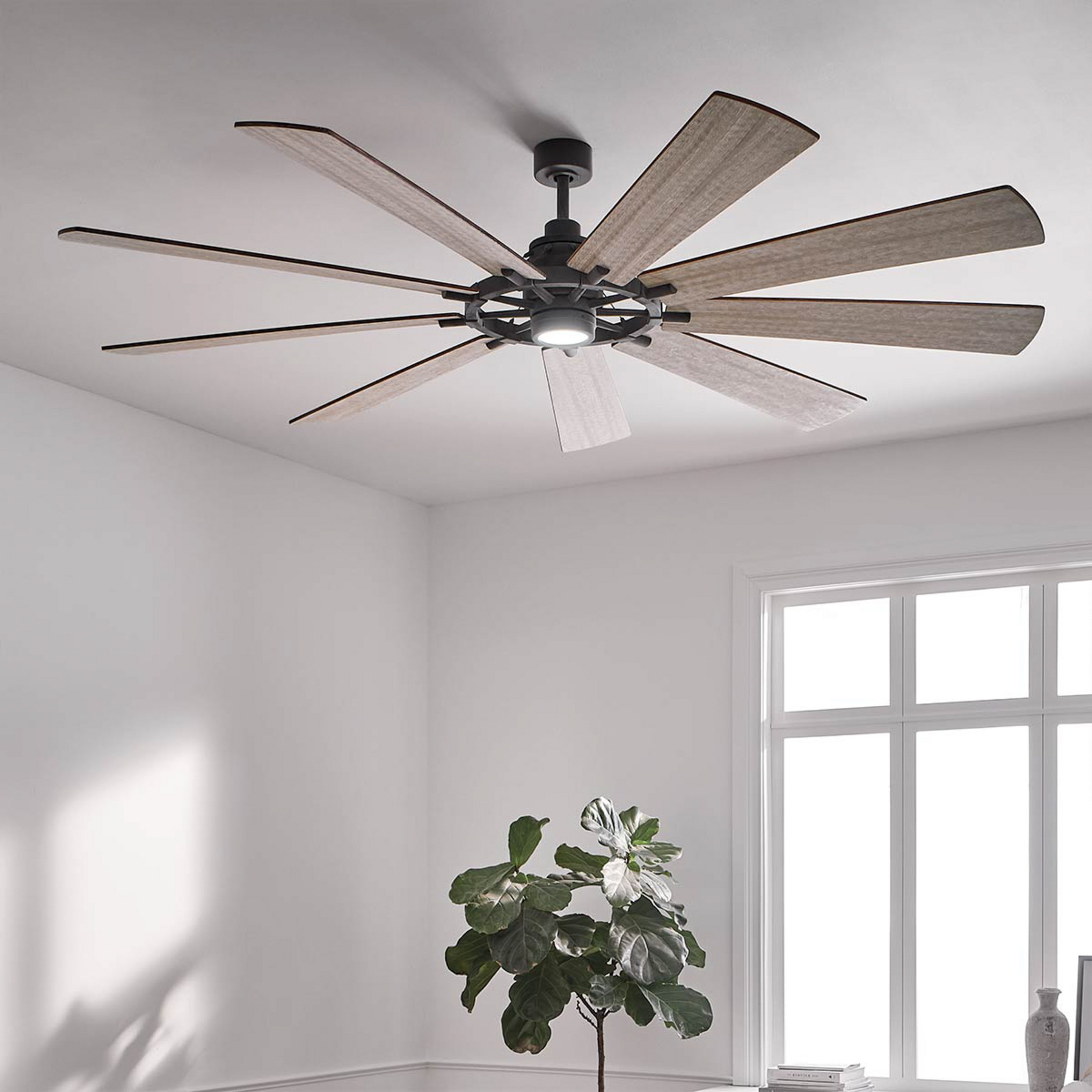 Ventilateur de plafond LED Gentry 85 noyer foncé/blanc