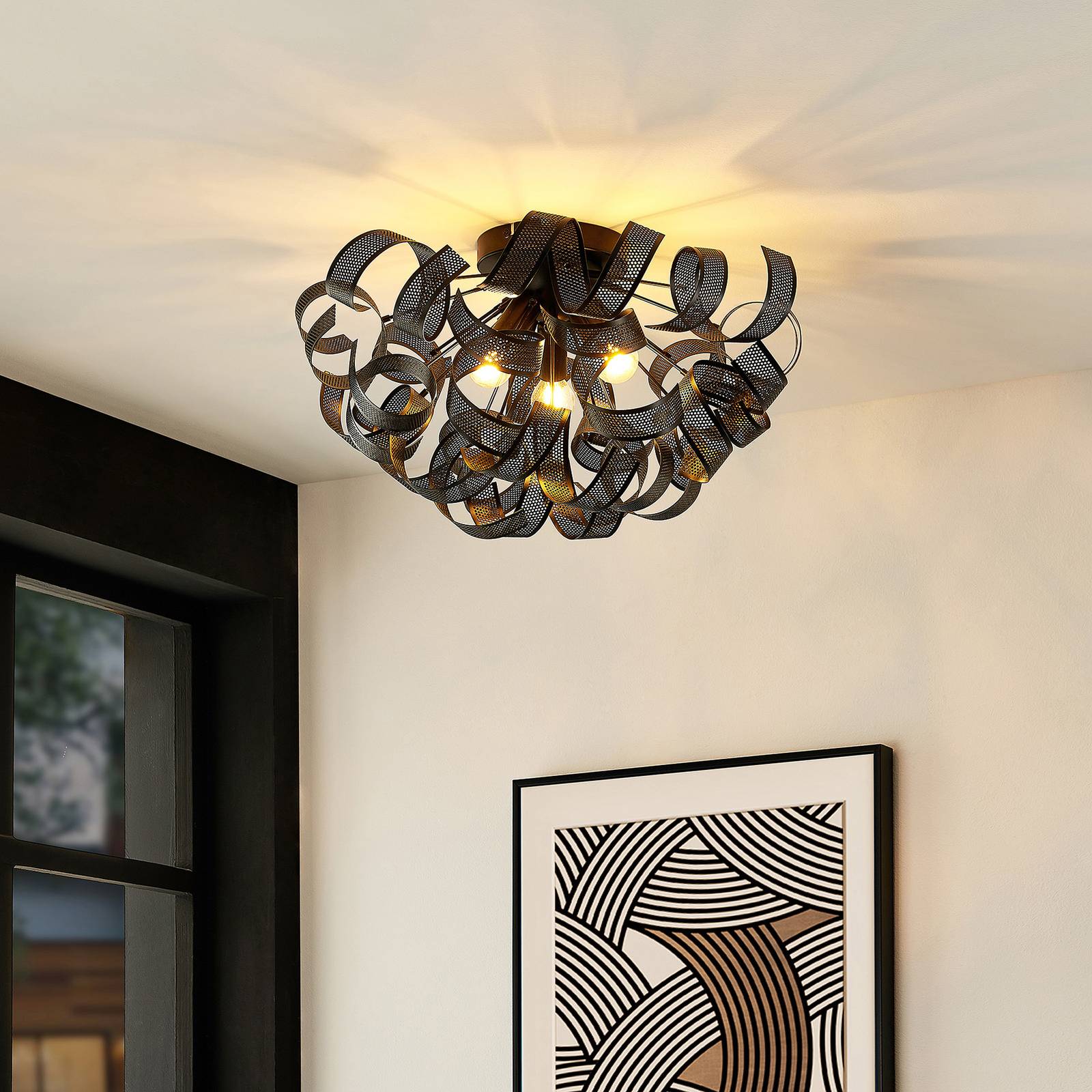 Lindby Omina lampa sufitowa, czarna
