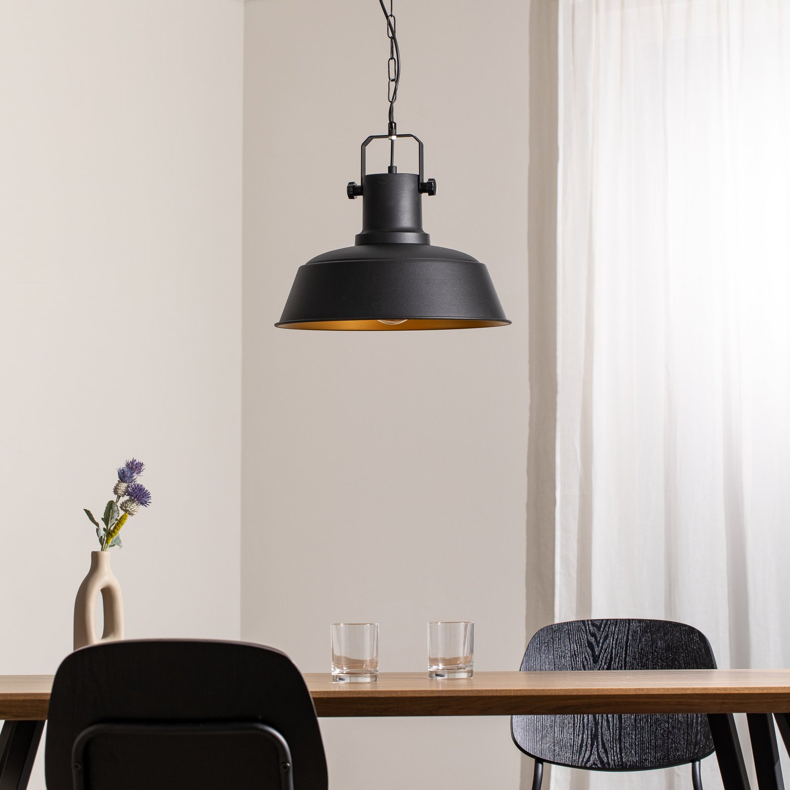 Hängeleuchte Orema, schwarz, Ø 40 cm, Metall, E27
