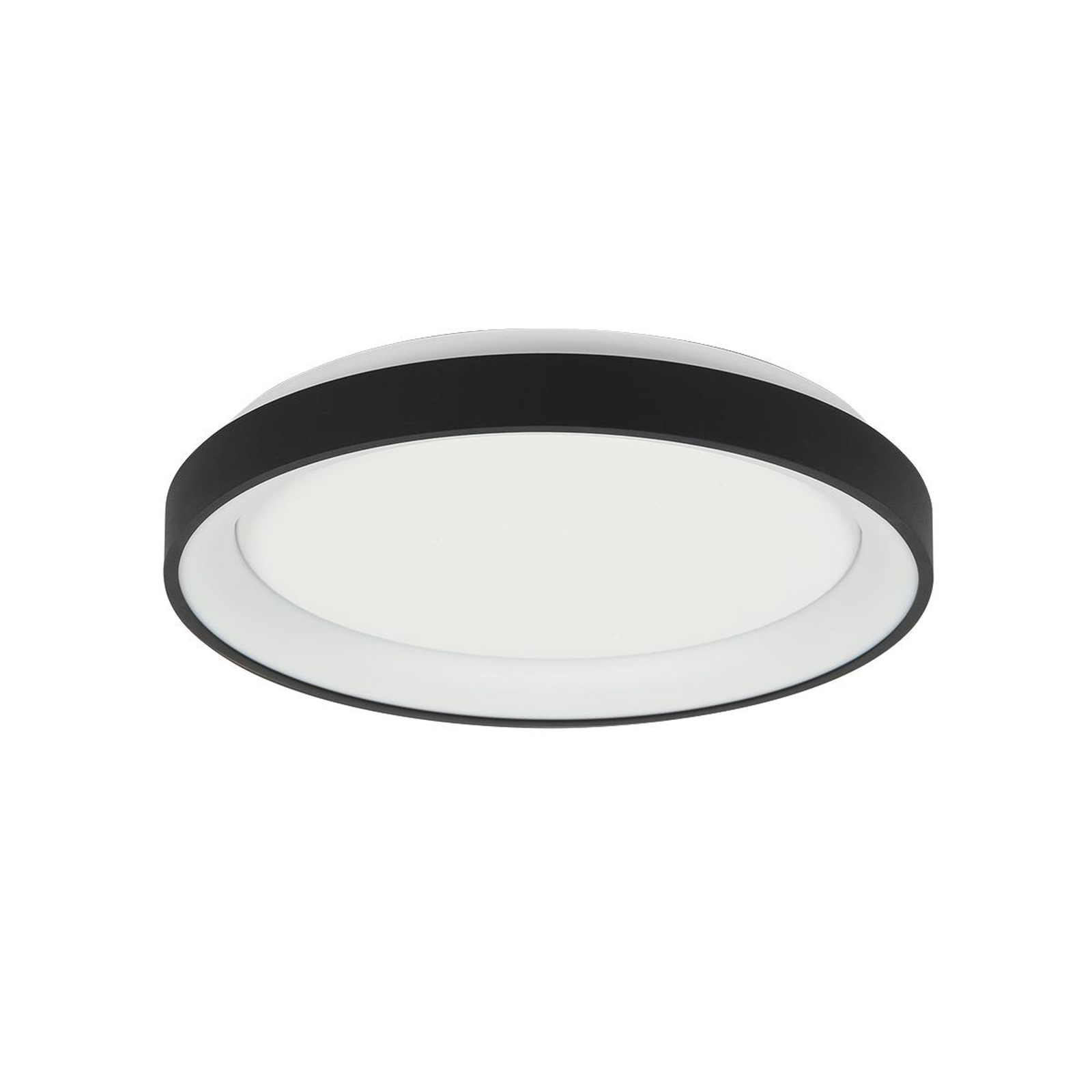 Ringlede LED loftlampe, sort, højde 6 cm, Ø 28 cm